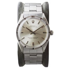 Rolex Steel Oyster Perpetual with Rare Engine Turned Bezel circa, 1960's