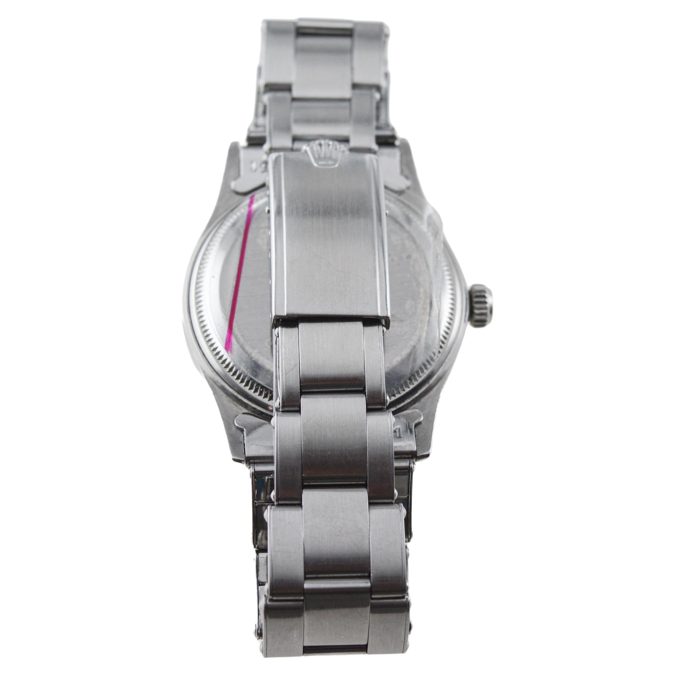Rolex Montre Oyster Perpetual en acier avec cadran d'origine « Deep Sea » de l'usine, 1956 en vente 4