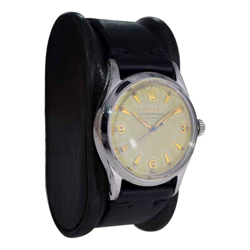 Rolex Montre Oyster Perpetual en acier avec cadran d'origine « Deep Sea » de l'usine, 1956 Excellent état - En vente à Long Beach, CA