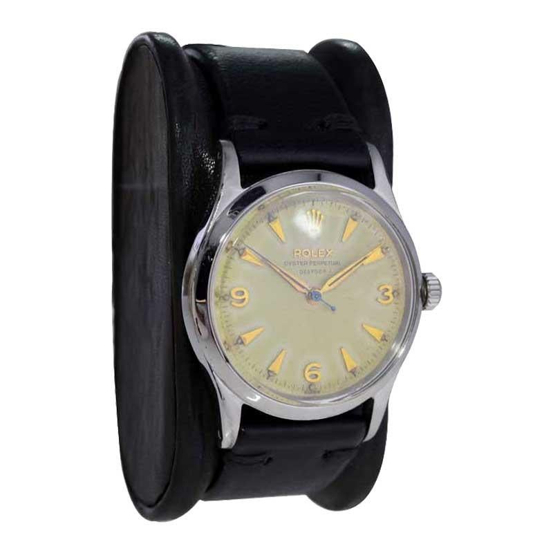 Rolex Montre Oyster Perpetual en acier avec cadran d'origine « Deep Sea » de l'usine, 1956 Unisexe en vente