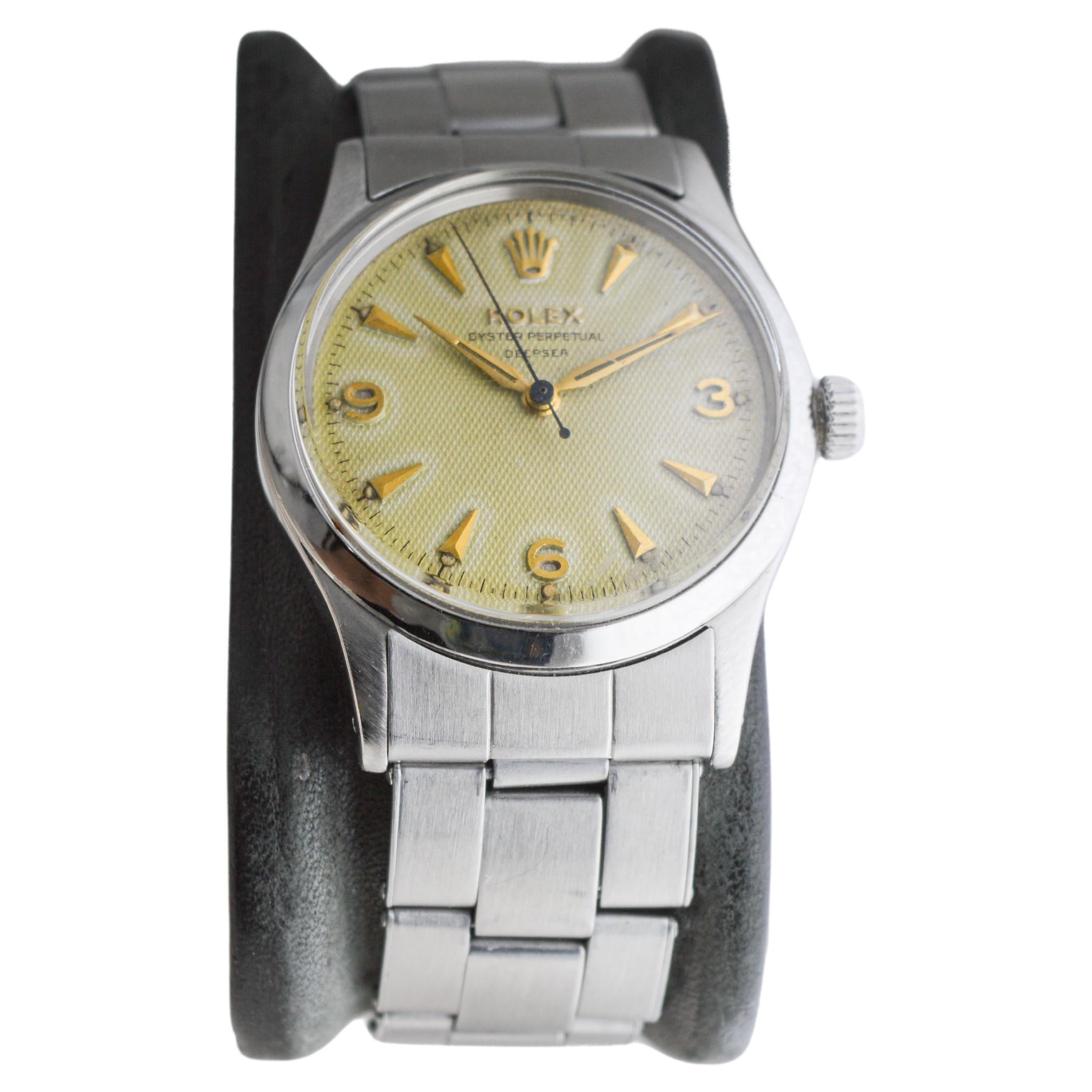 Moderniste Rolex Montre Oyster Perpetual en acier avec cadran d'origine « Deep Sea » de l'usine, 1956 en vente