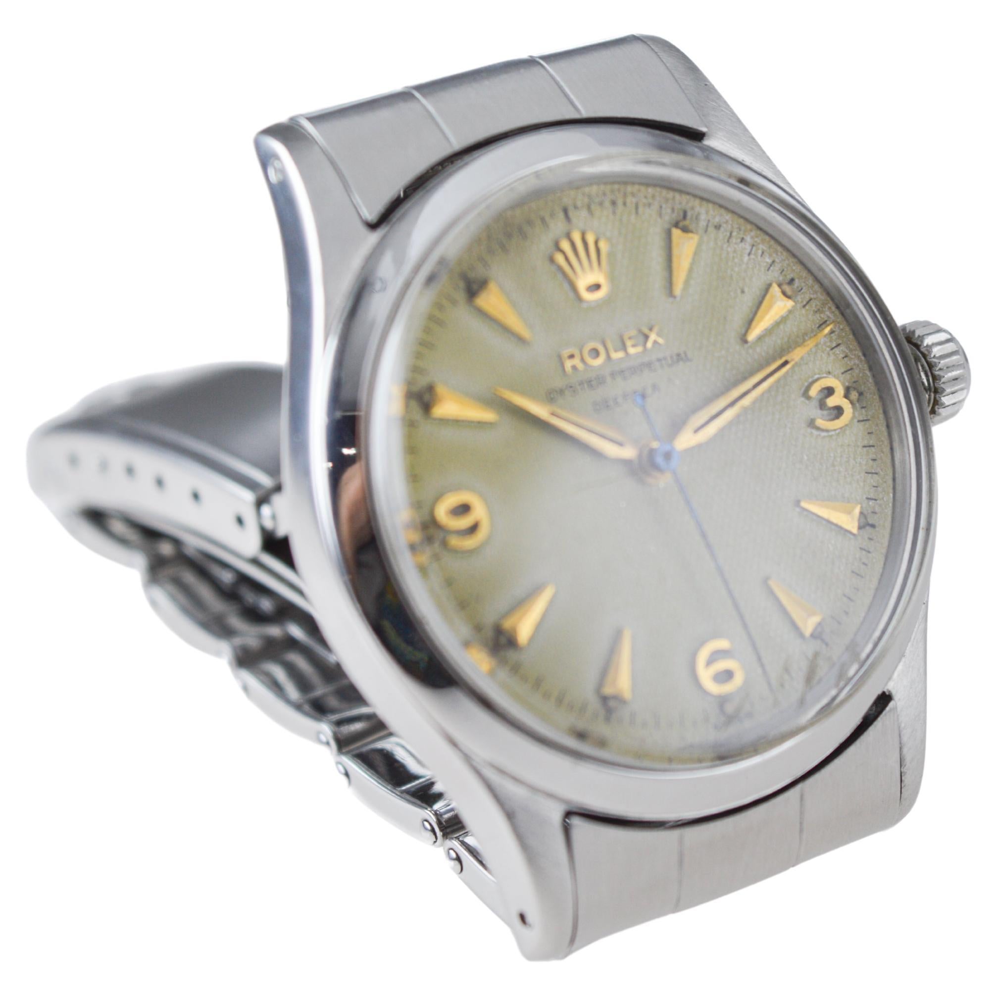 Rolex Montre Oyster Perpetual en acier avec cadran d'origine « Deep Sea » de l'usine, 1956 Unisexe en vente