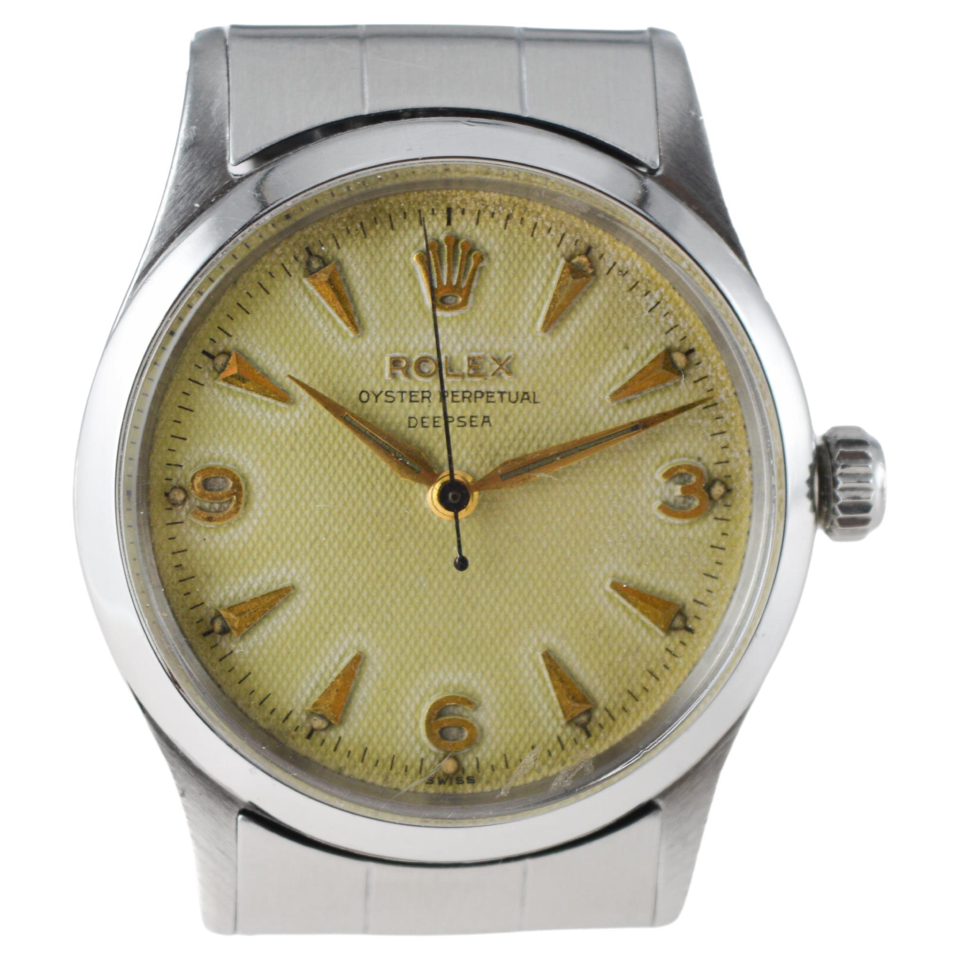 Rolex Montre Oyster Perpetual en acier avec cadran d'origine « Deep Sea » de l'usine, 1956 en vente 1