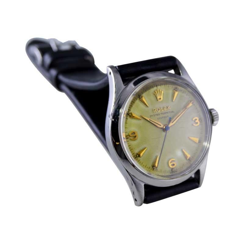 Rolex Montre Oyster Perpetual en acier avec cadran d'origine « Deep Sea » de l'usine, 1956 en vente 4