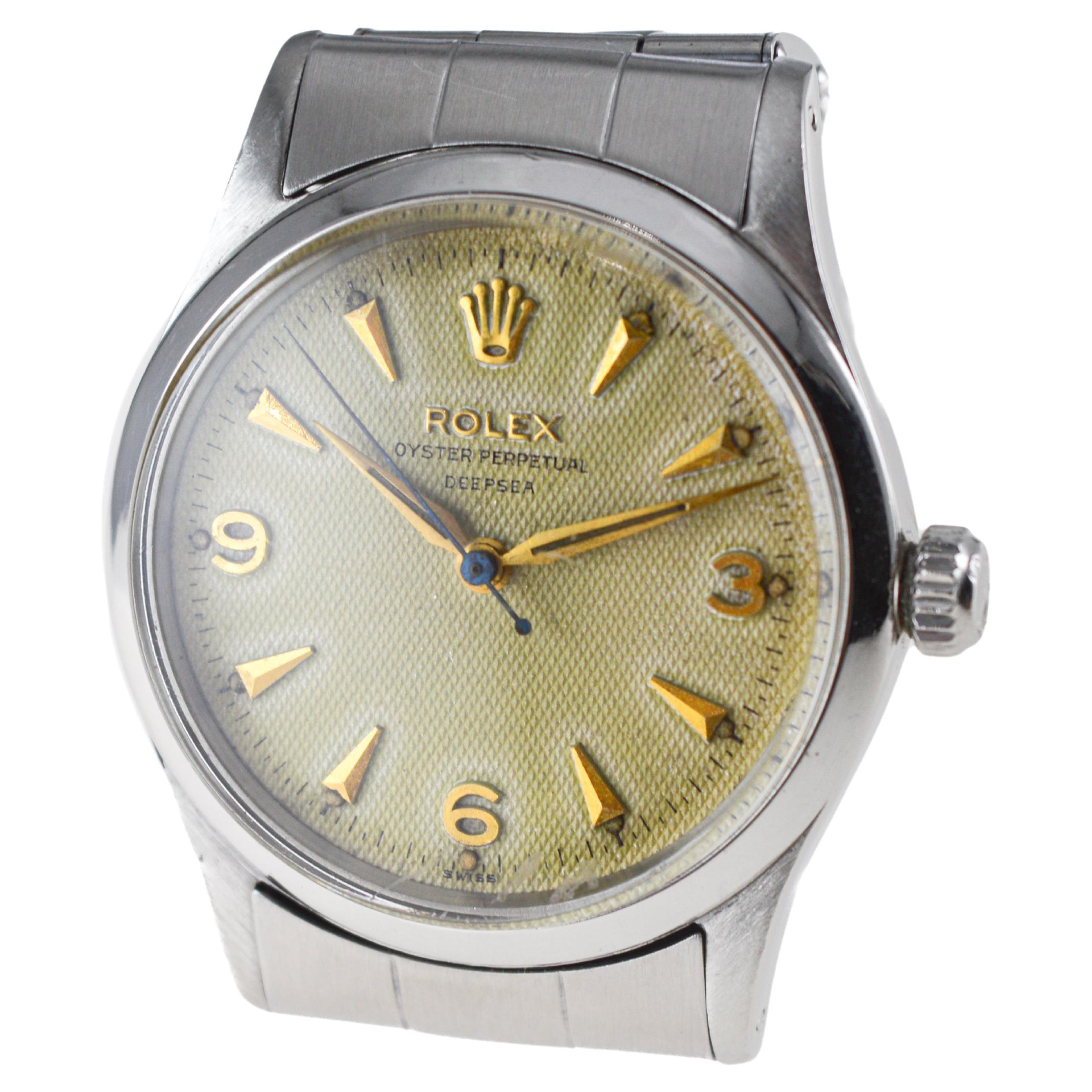 Rolex Montre Oyster Perpetual en acier avec cadran d'origine « Deep Sea » de l'usine, 1956 en vente 2