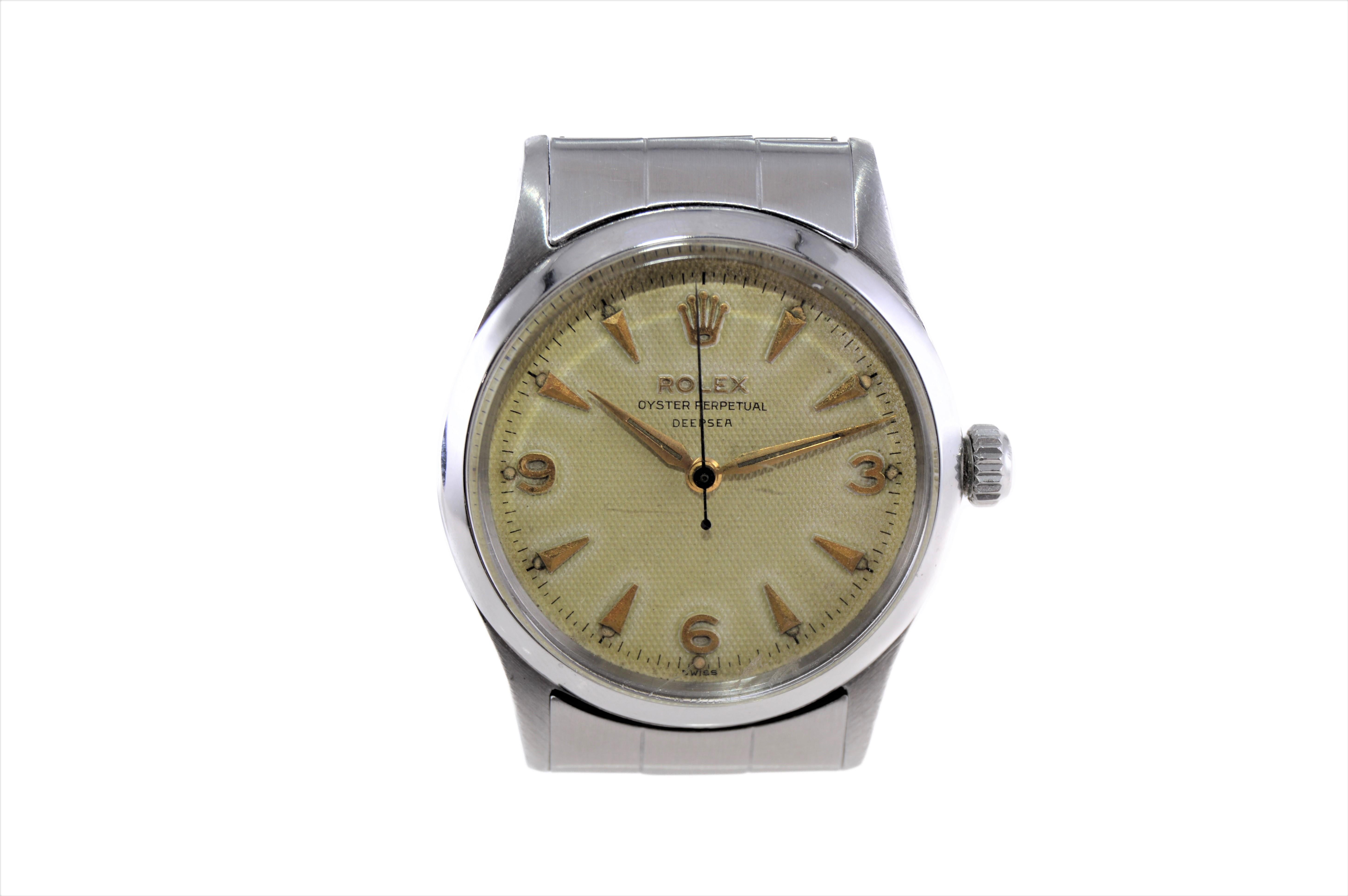 Modernist Rolex Steel Oyster Perpetual with Rare Factory Original 