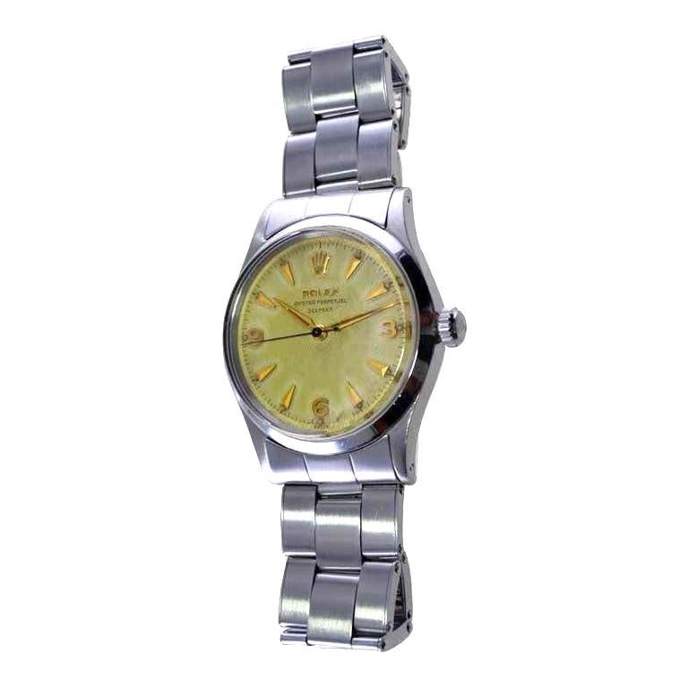 Rolex Montre Oyster Perpetual en acier avec cadran d'origine « Deep Sea » de l'usine, 1956 en vente 3