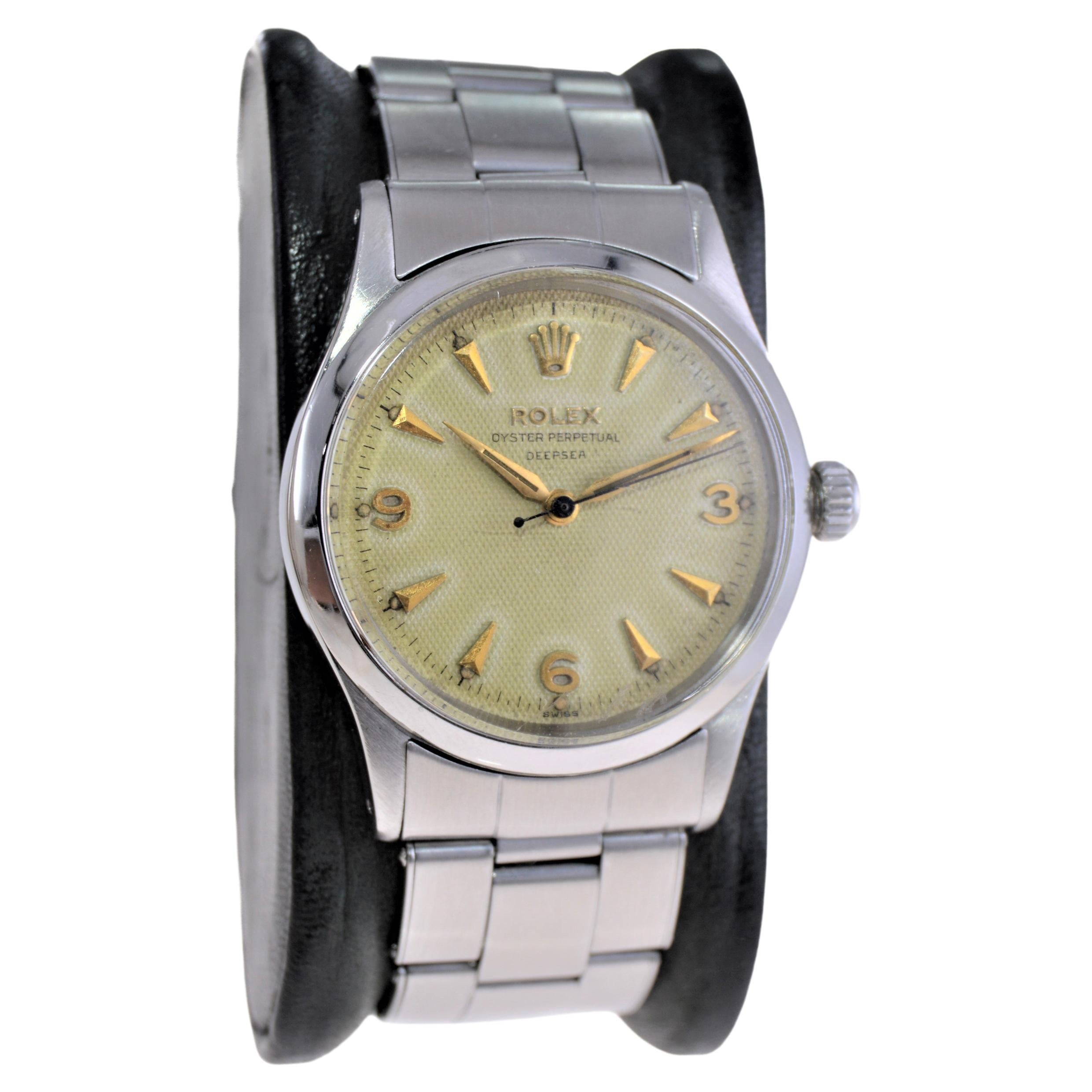 Rolex Steel Oyster Perpetual with Rare Factory Original "Deep Sea" Dial 1956 For Sale