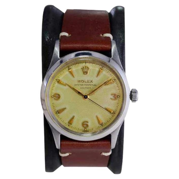 Rolex Steel Oyster Perpetual with Rare Factory Original "Deep Sea" Dial 1956 For Sale