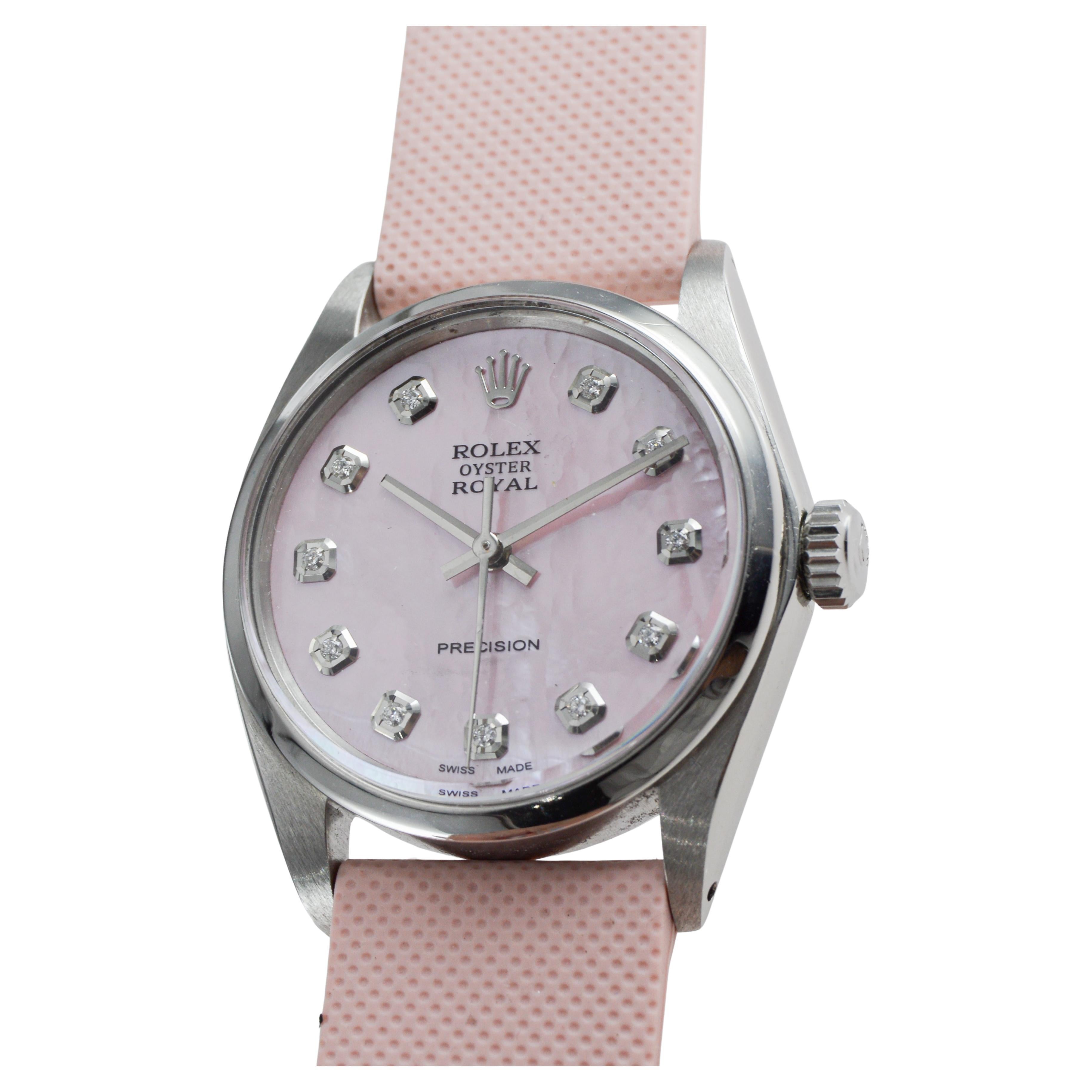 Rolex Steel Oyster Royal mit CUSTOM MADE Diamant-Zifferblatt aus Perlmutt im Angebot 5