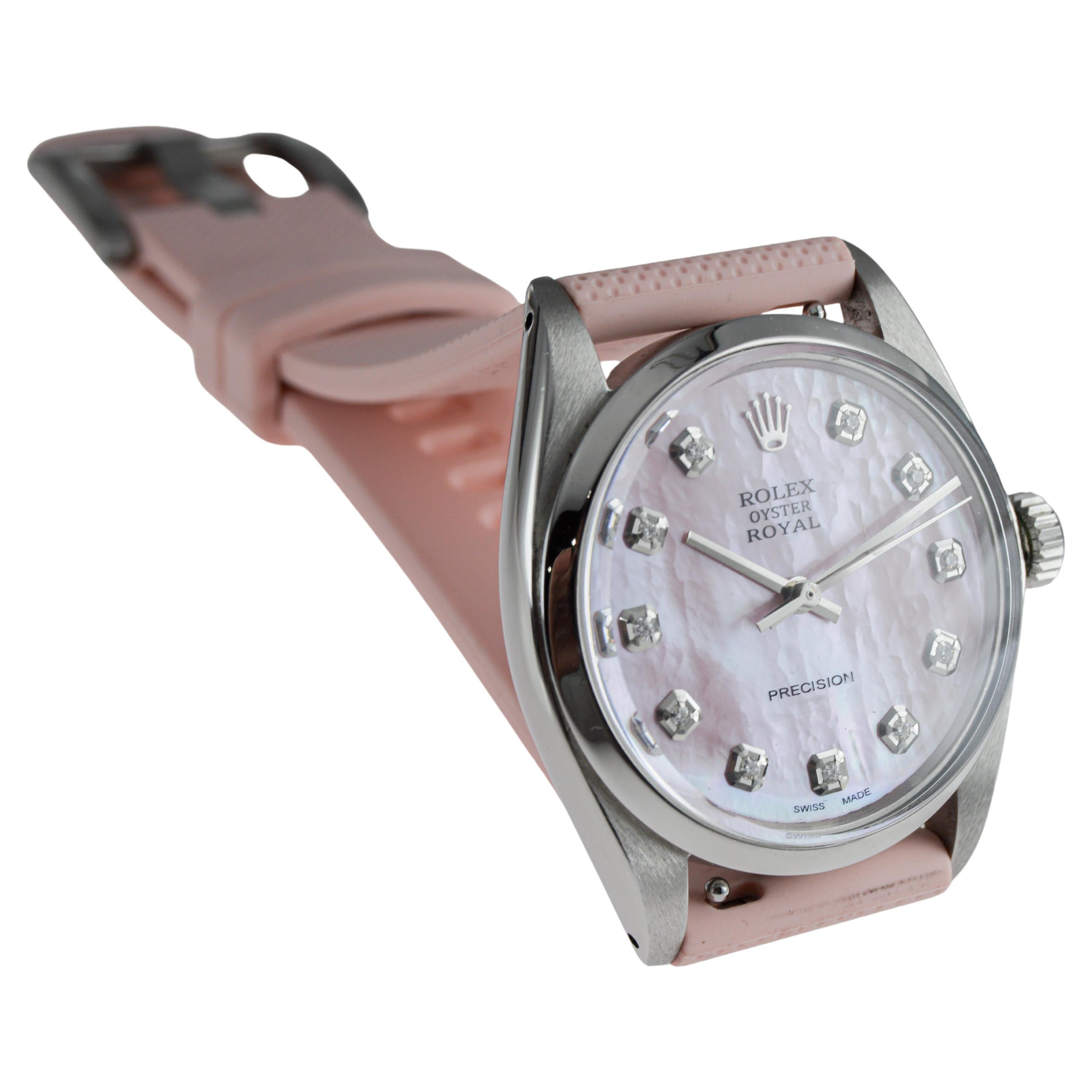 Rolex Steel Oyster Royal mit CUSTOM MADE Diamant-Zifferblatt aus Perlmutt im Angebot 6