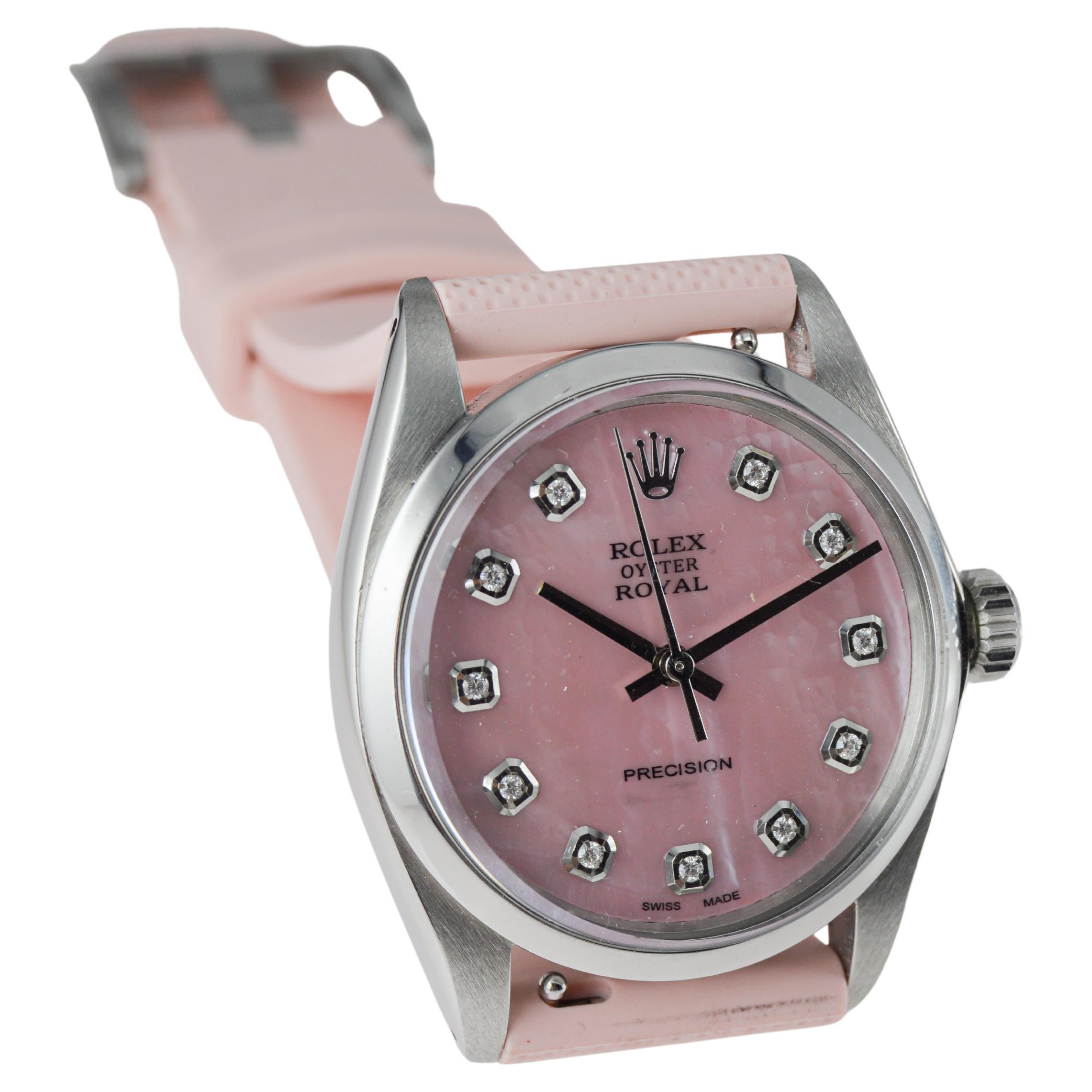 Rolex Steel Oyster Royal mit CUSTOM MADE Diamant-Zifferblatt aus Perlmutt im Angebot 7