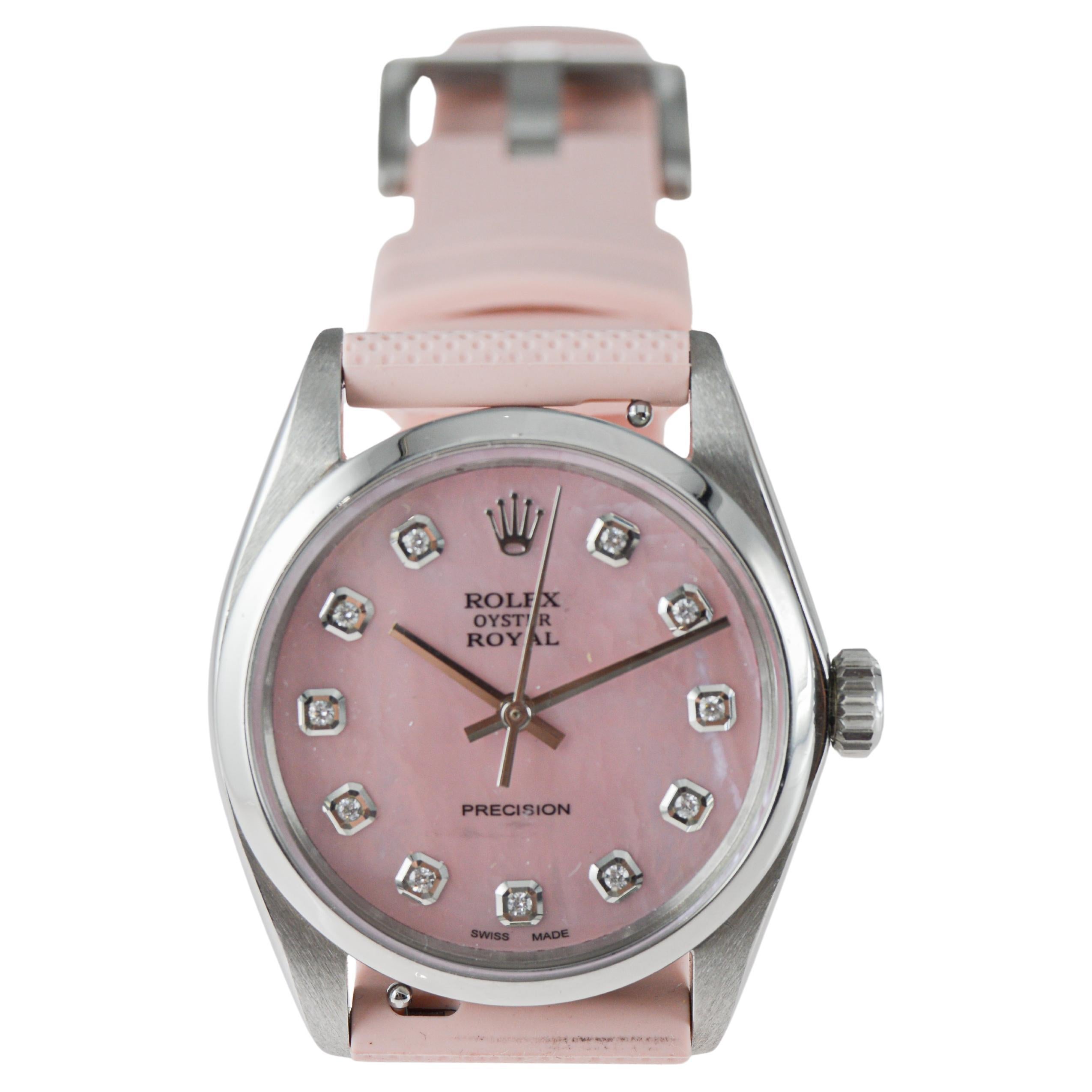 Rolex Steel Oyster Royal mit CUSTOM MADE Diamant-Zifferblatt aus Perlmutt im Angebot 8