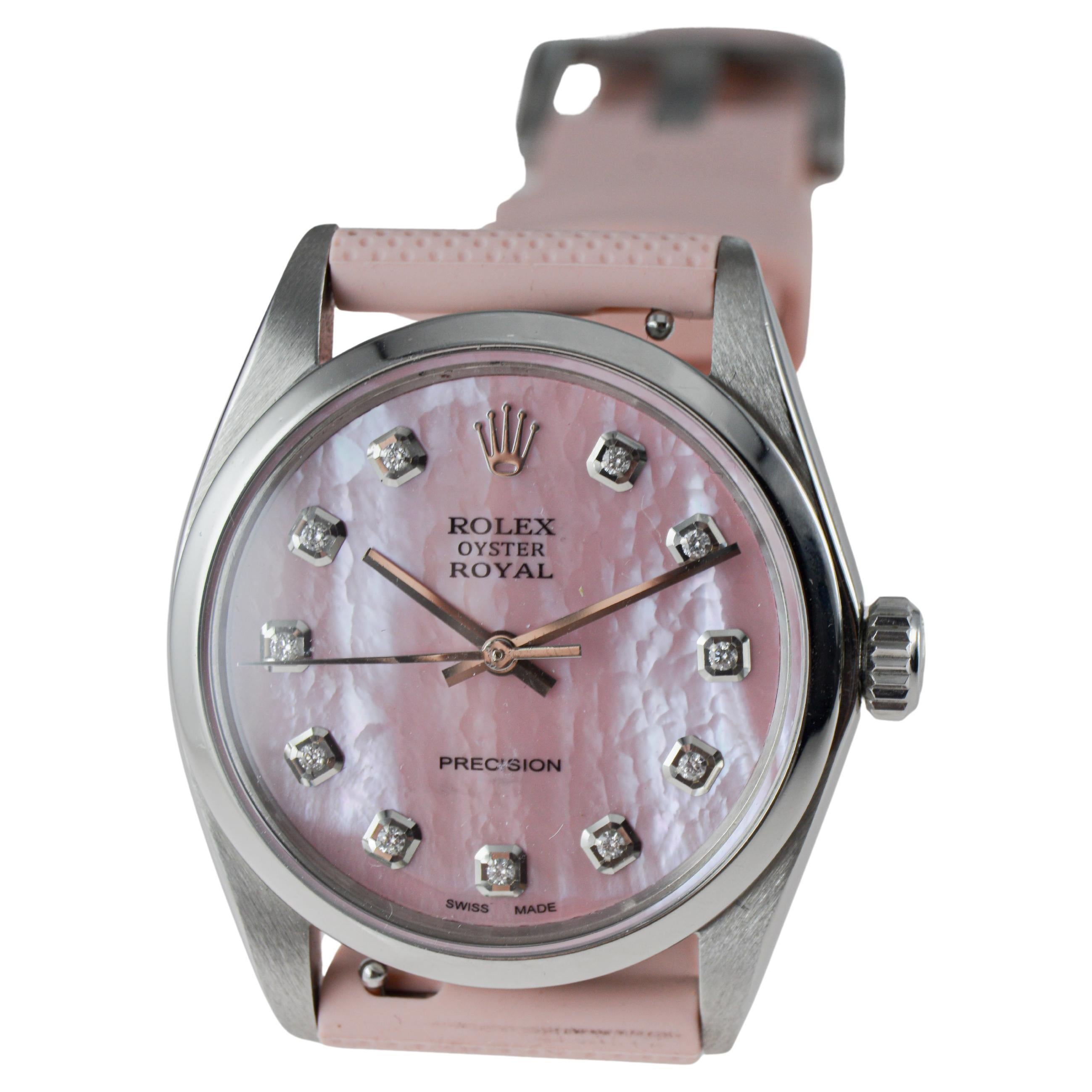 Rolex Steel Oyster Royal mit CUSTOM MADE Diamant-Zifferblatt aus Perlmutt im Angebot 9