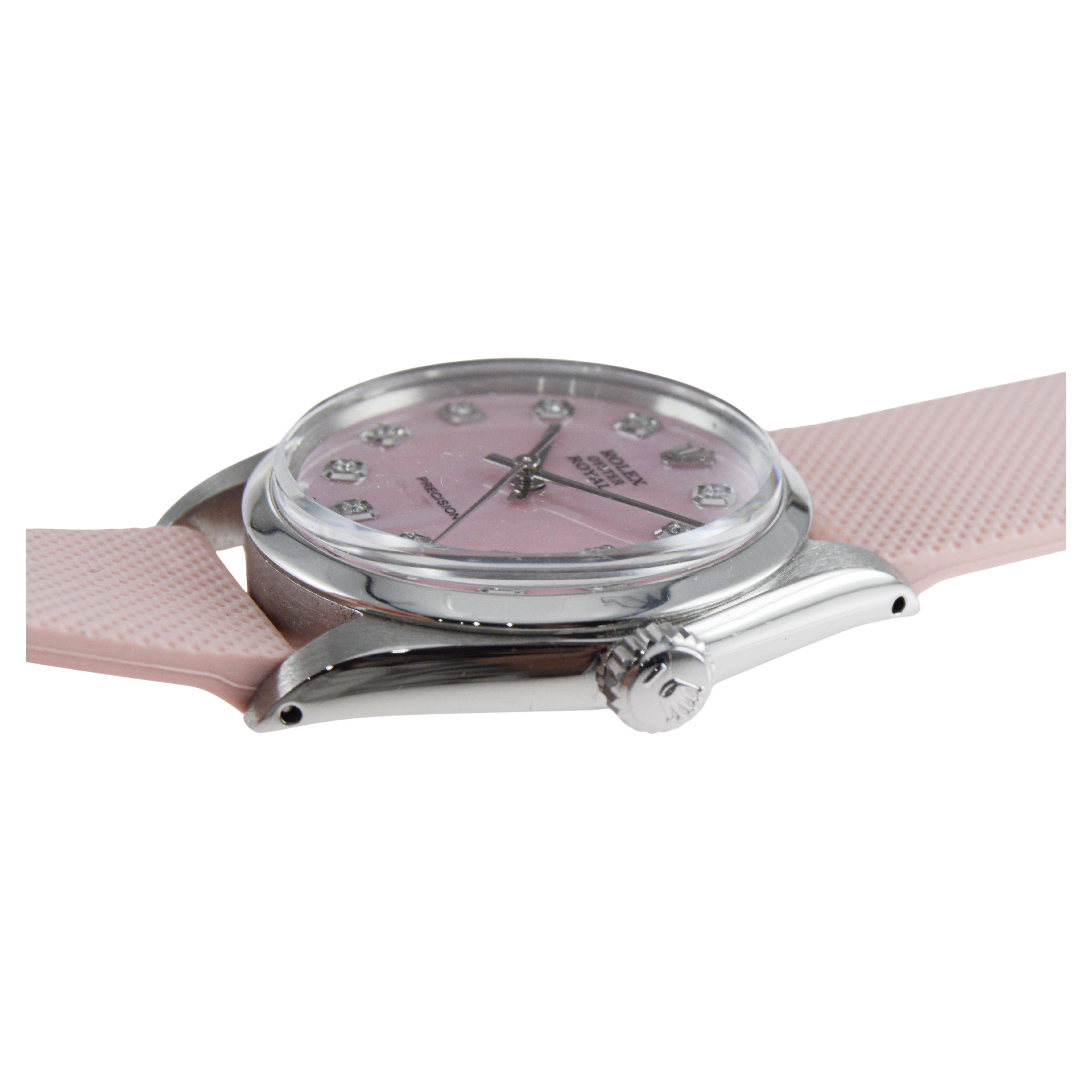 Rolex Steel Oyster Royal mit CUSTOM MADE Diamant-Zifferblatt aus Perlmutt im Angebot 10