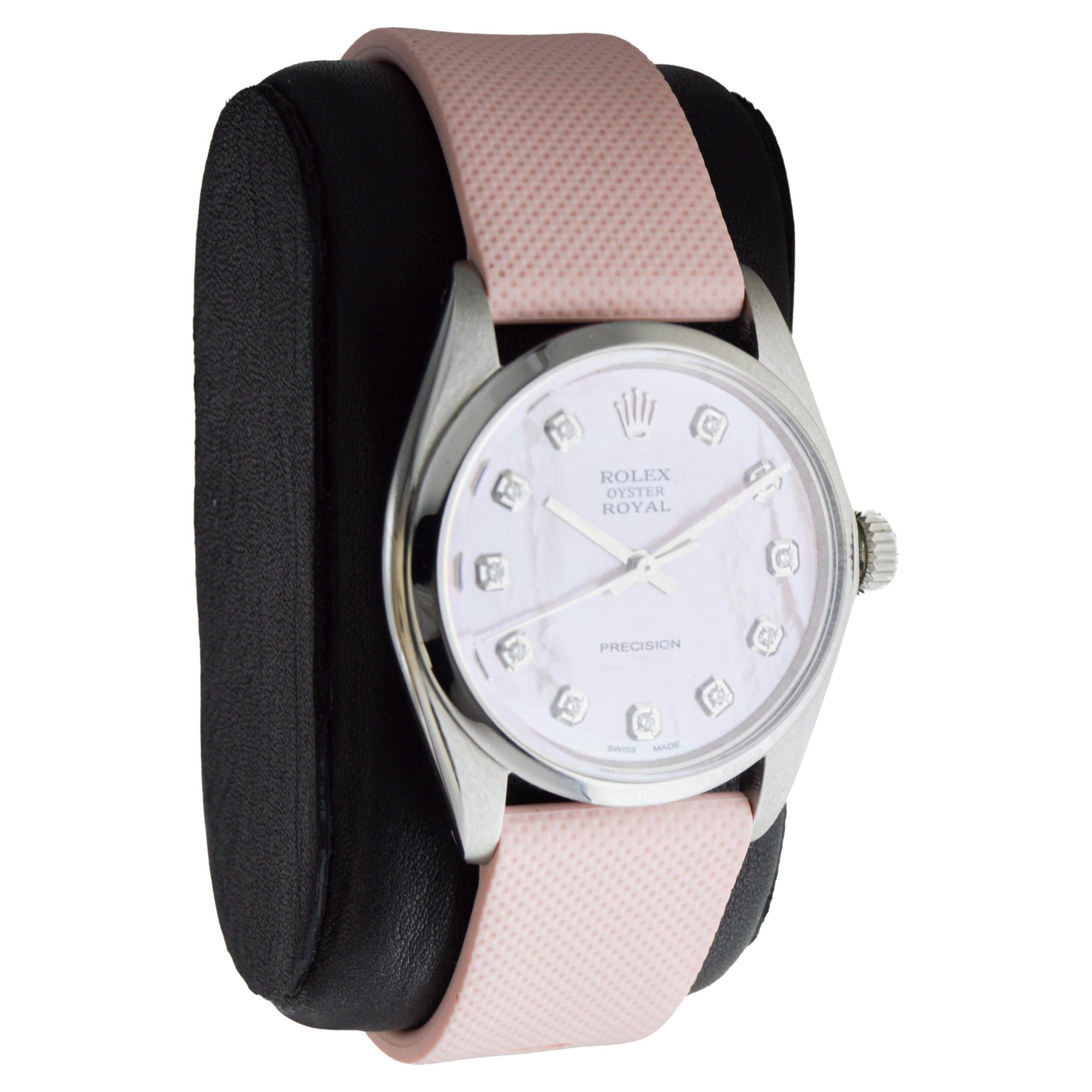 Rolex Steel Oyster Royal mit CUSTOM MADE Diamant-Zifferblatt aus Perlmutt (Moderne) im Angebot