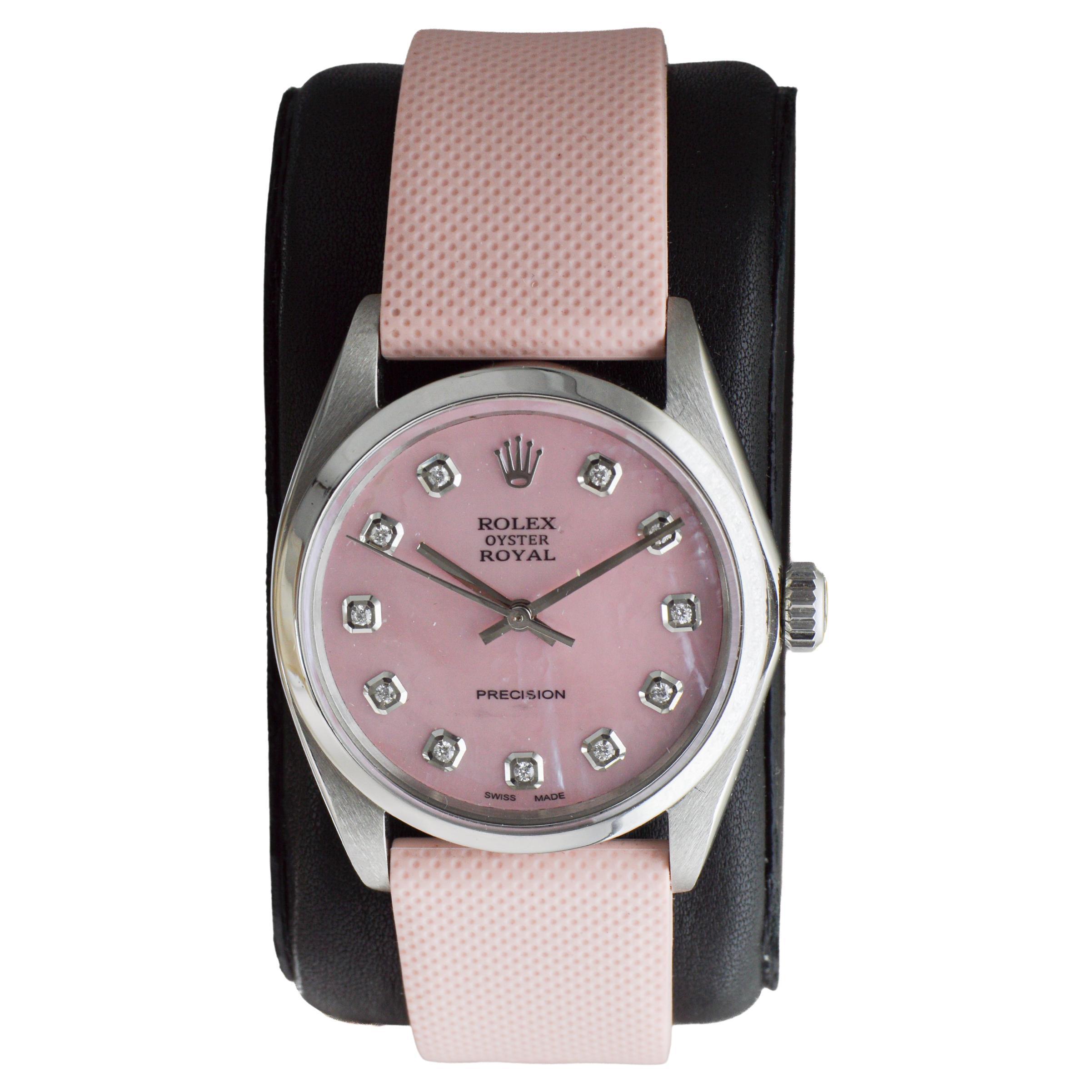 Rolex Steel Oyster Royal mit CUSTOM MADE Diamant-Zifferblatt aus Perlmutt für Damen oder Herren im Angebot