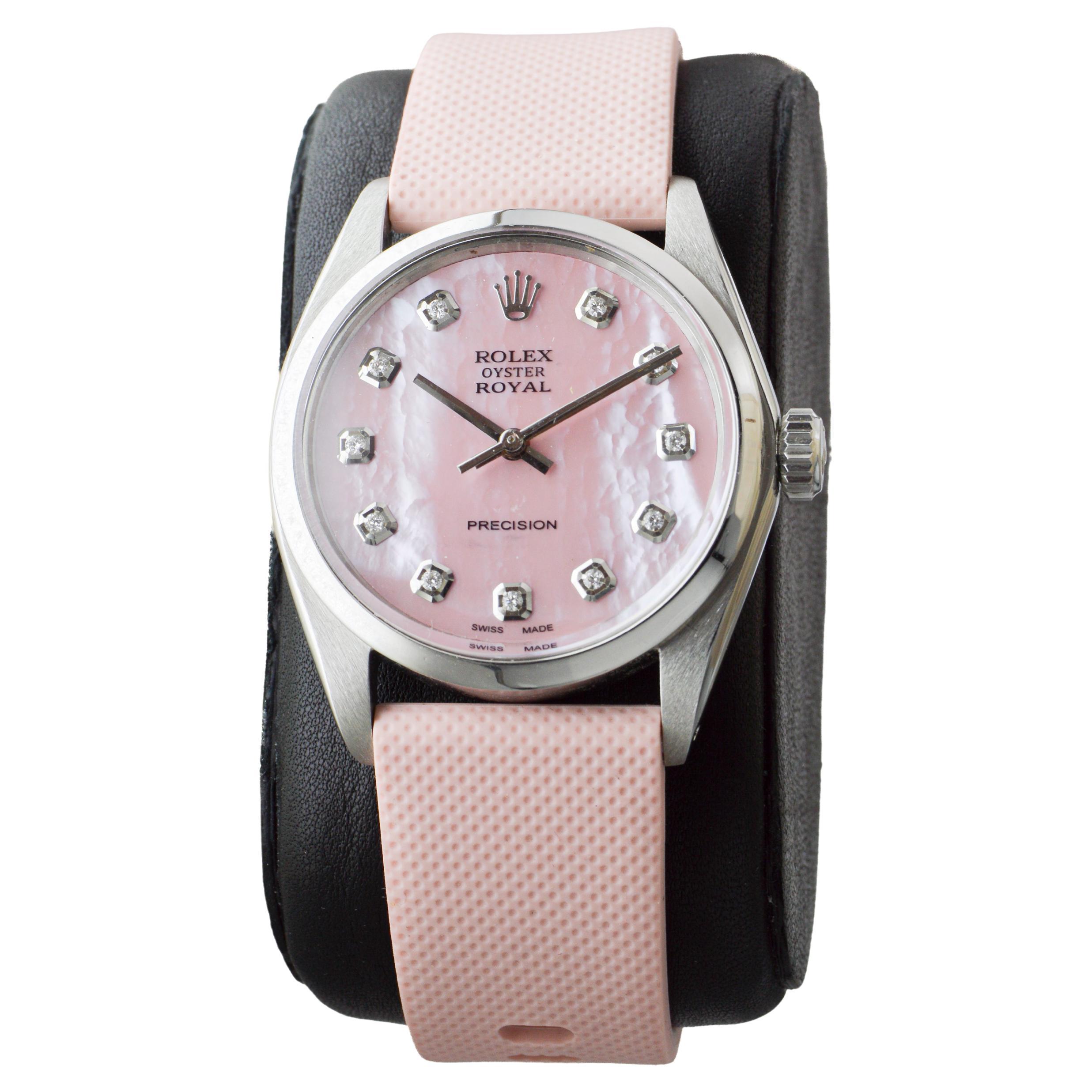 Rolex Steel Oyster Royal mit CUSTOM MADE Diamant-Zifferblatt aus Perlmutt im Angebot 2