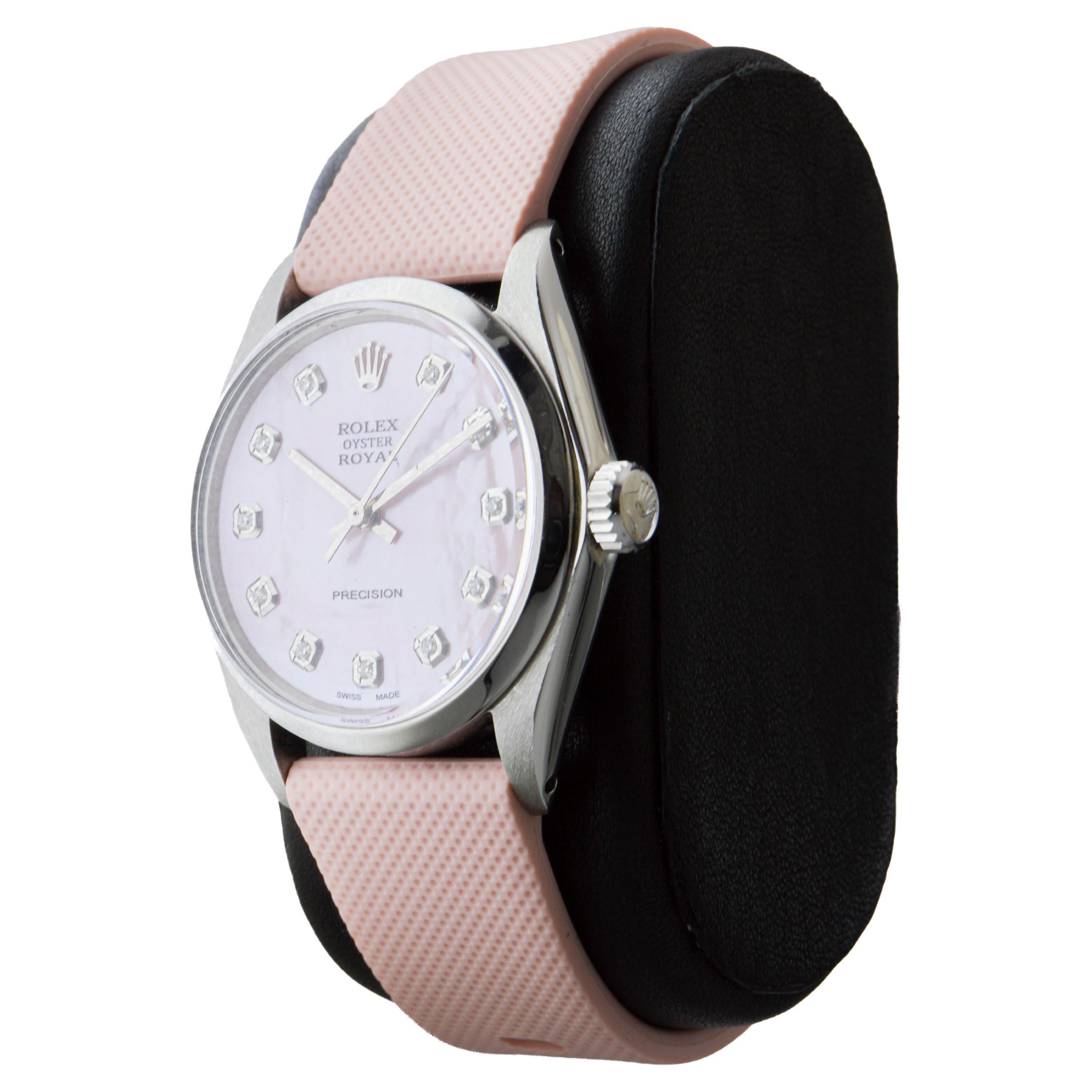 Rolex Steel Oyster Royal mit CUSTOM MADE Diamant-Zifferblatt aus Perlmutt im Angebot 3