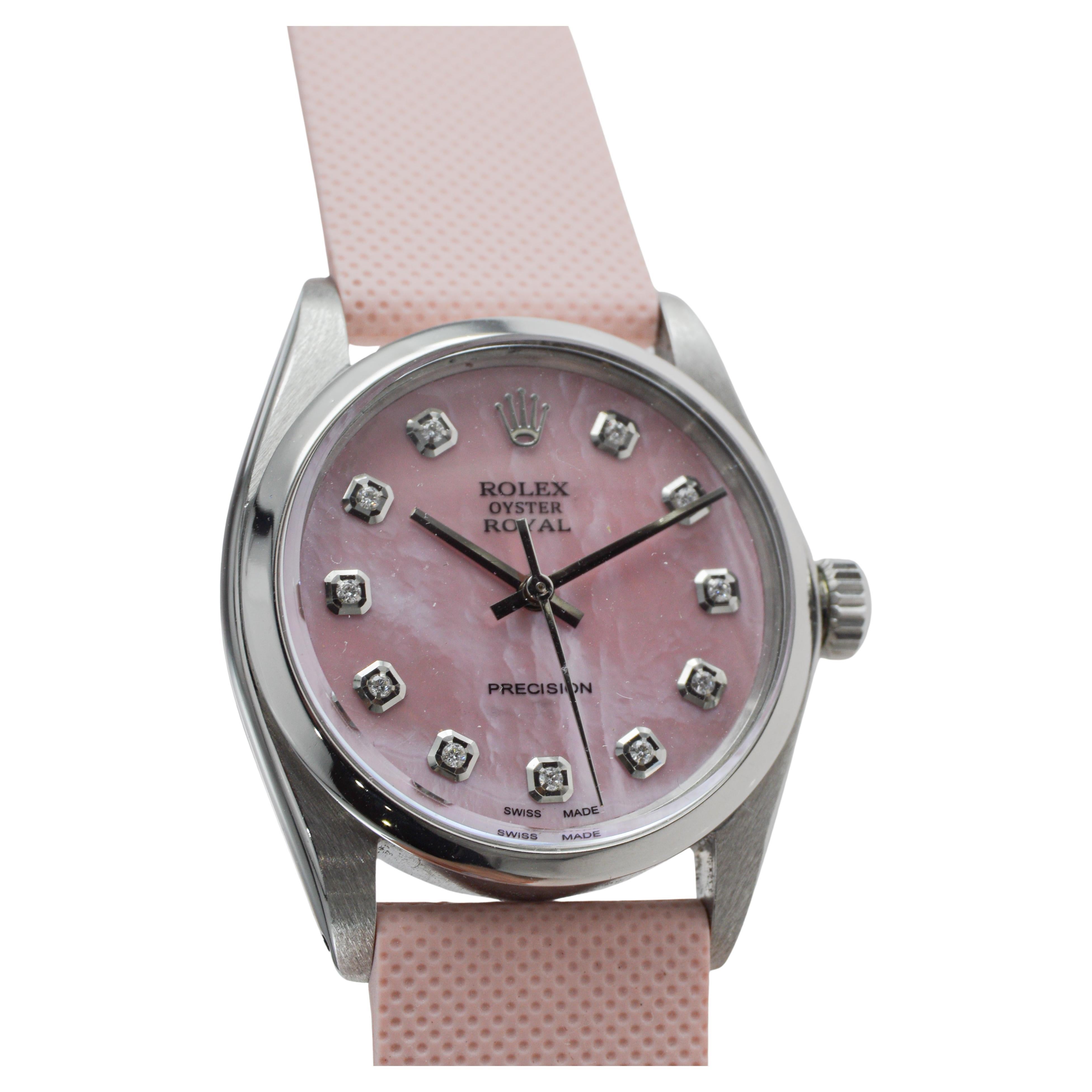 Rolex Steel Oyster Royal mit CUSTOM MADE Diamant-Zifferblatt aus Perlmutt im Angebot 4