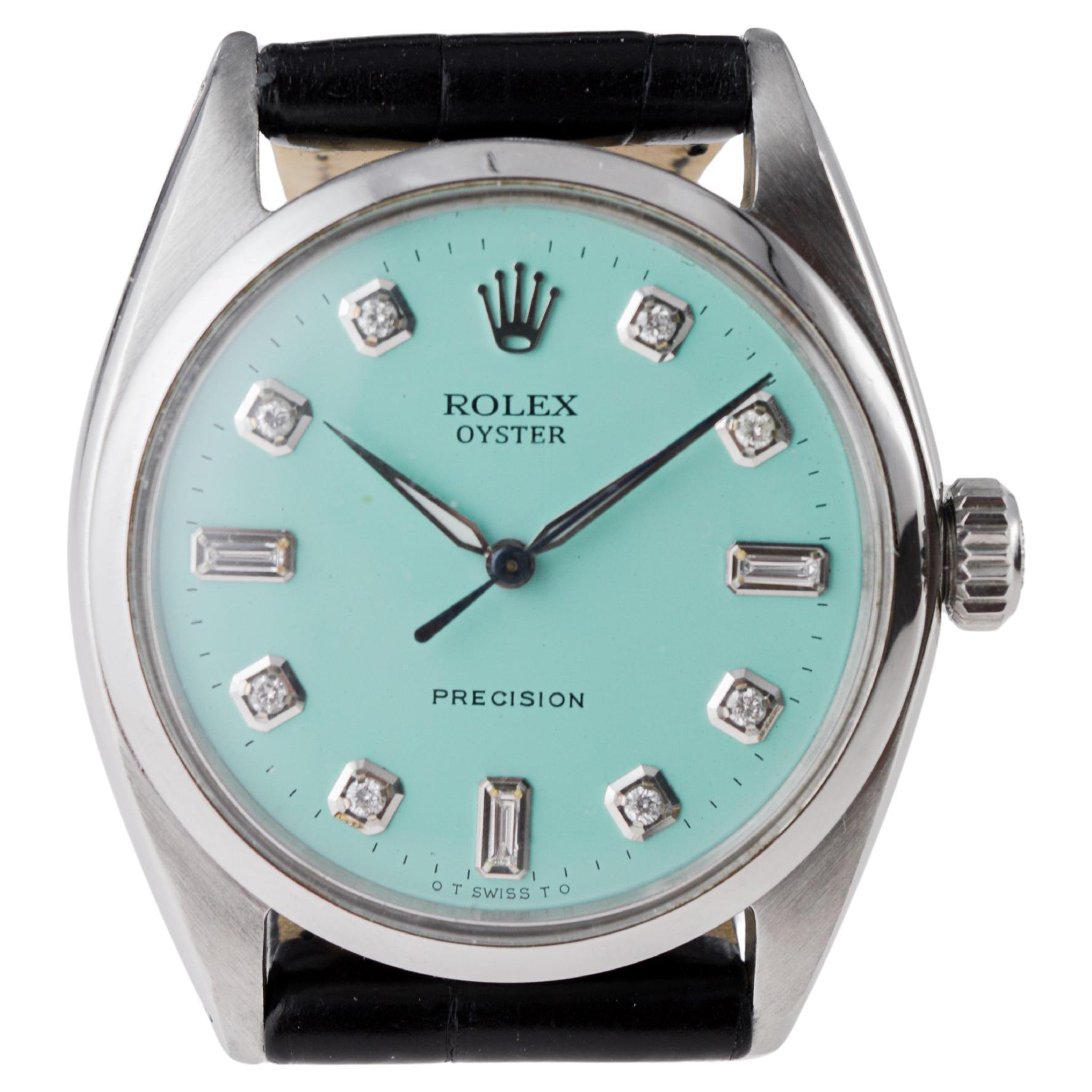 Rolex Steel Oyster with Custom Blue Diamond Dial from 1962 5