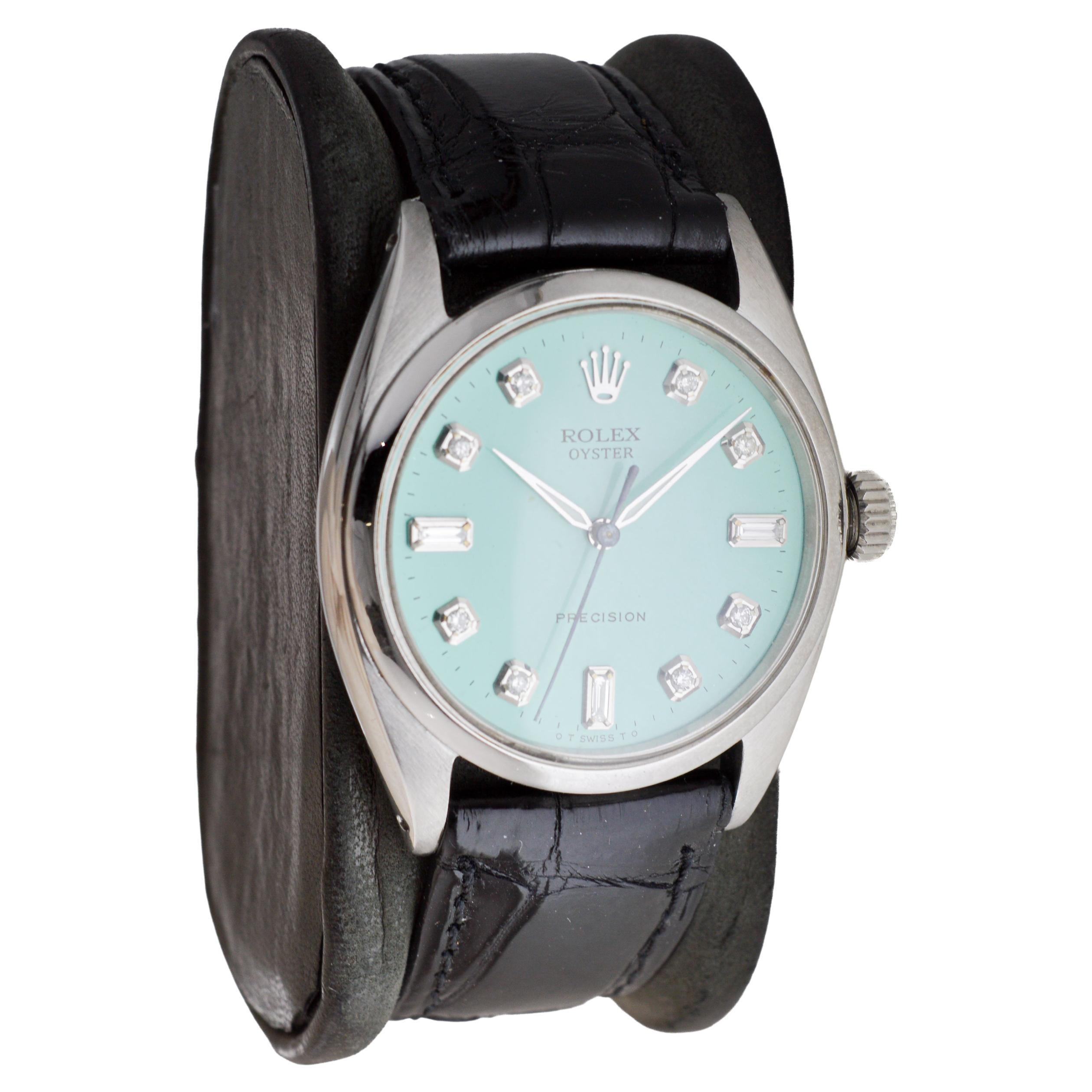 Modern Rolex Steel Oyster with Custom Blue Diamond Dial from 1962