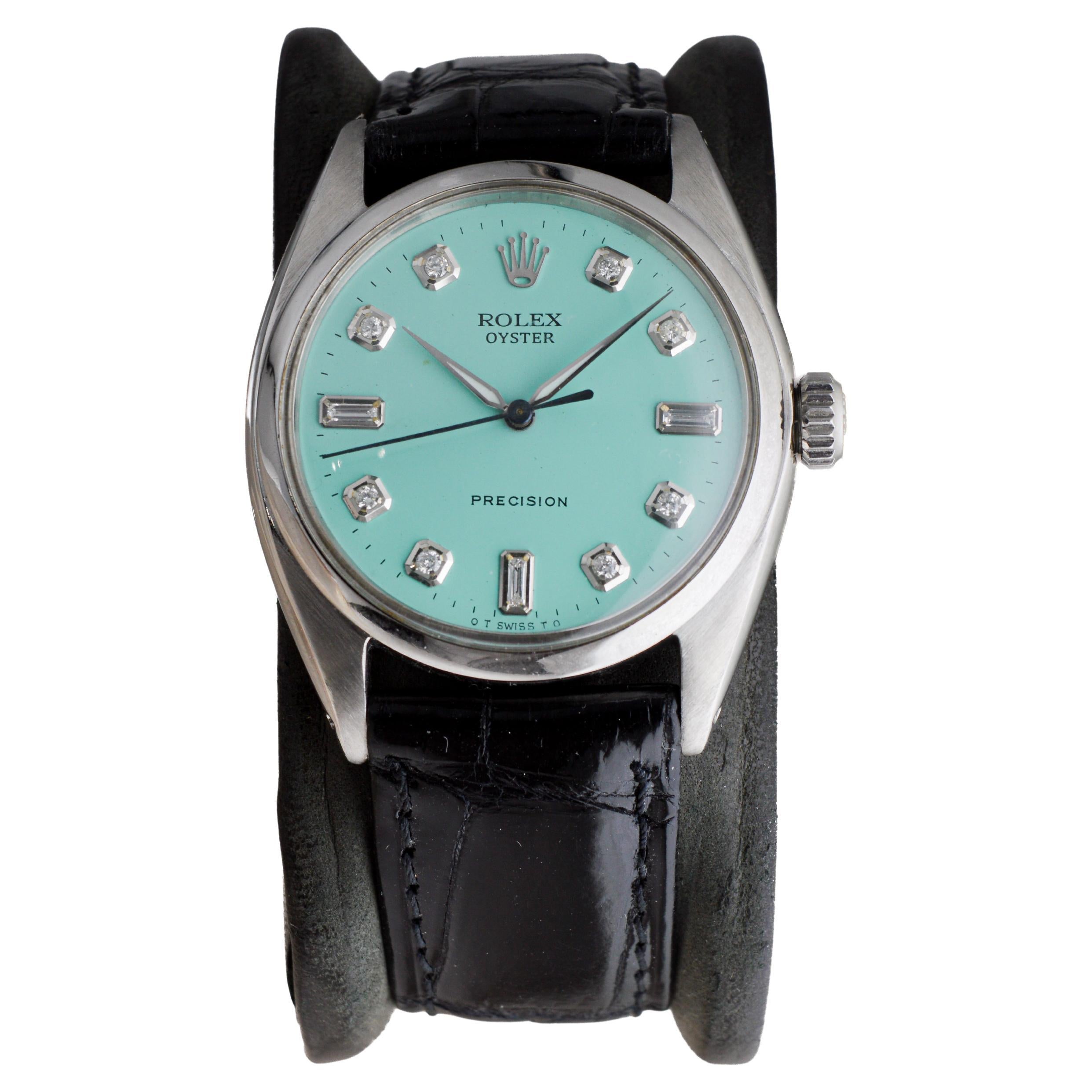 Women's or Men's Rolex Steel Oyster with Custom Blue Diamond Dial from 1962