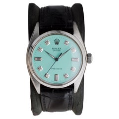 Rolex Oyster in acciaio con quadrante blu personalizzato con diamanti del 1962