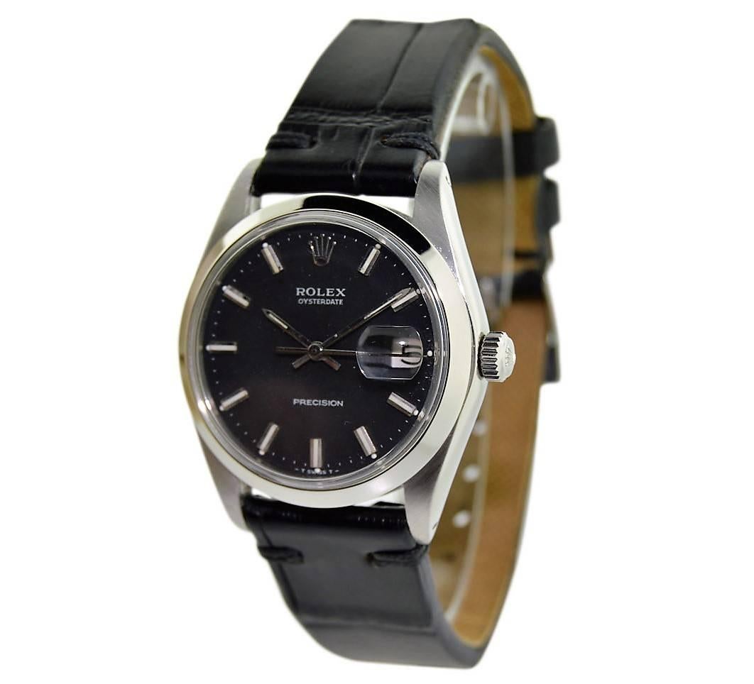 Rolex Steel Oysterdate Black Dial Watch, circa 1969  1