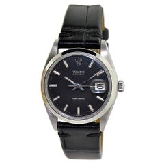 Vintage Rolex Steel Oysterdate Black Dial Watch, circa 1969 