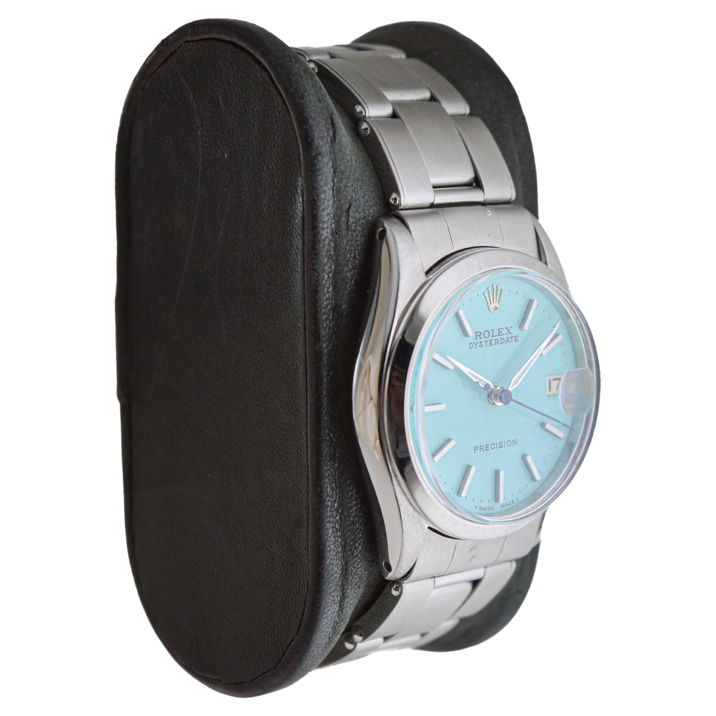 FACTORY / HOUSE: Rolex Watch Company
STYLE / REFERENCE: Oysterdate / Reference 6466
METAL / MATERIAL: Stainless Steel
CIRCA / YEAR: 1960's
DIMENSIONS / SIZE: Length 36mm X Diameter 30mm
MOVEMENT / CALIBER: Manual Winding / 17 Jewels / Caliber 
DIAL