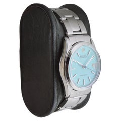 Rolex Steel Oysterdate Mid Size with Custom Blue Dial 1961 Original Sticker
