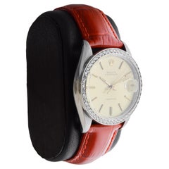 Rolex Steel Oysterdate with Custom Made Diamond Bezel and Original Dial 1970's