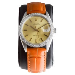 Rolex Steel Oysterdate with Custom Made Diamond Bezel and Original Dial 1970
s
