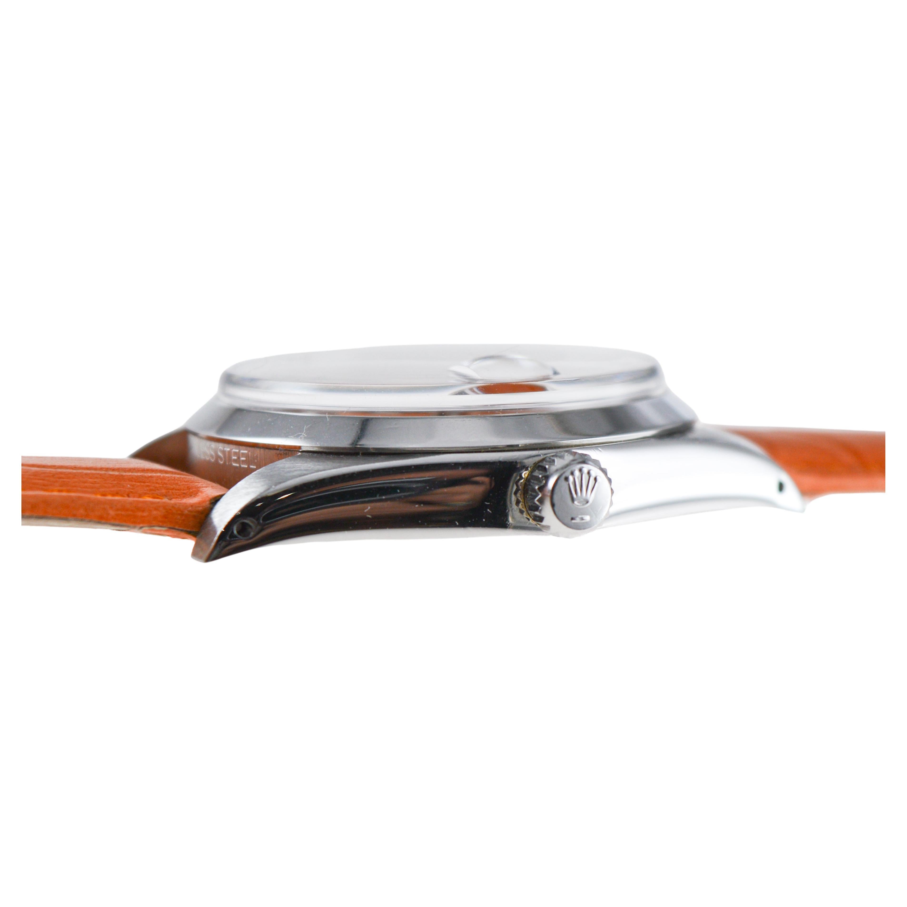 Rolex Steel Oysterdate with Custom Orange Dial and Diamond Markers circa, 1980's 6