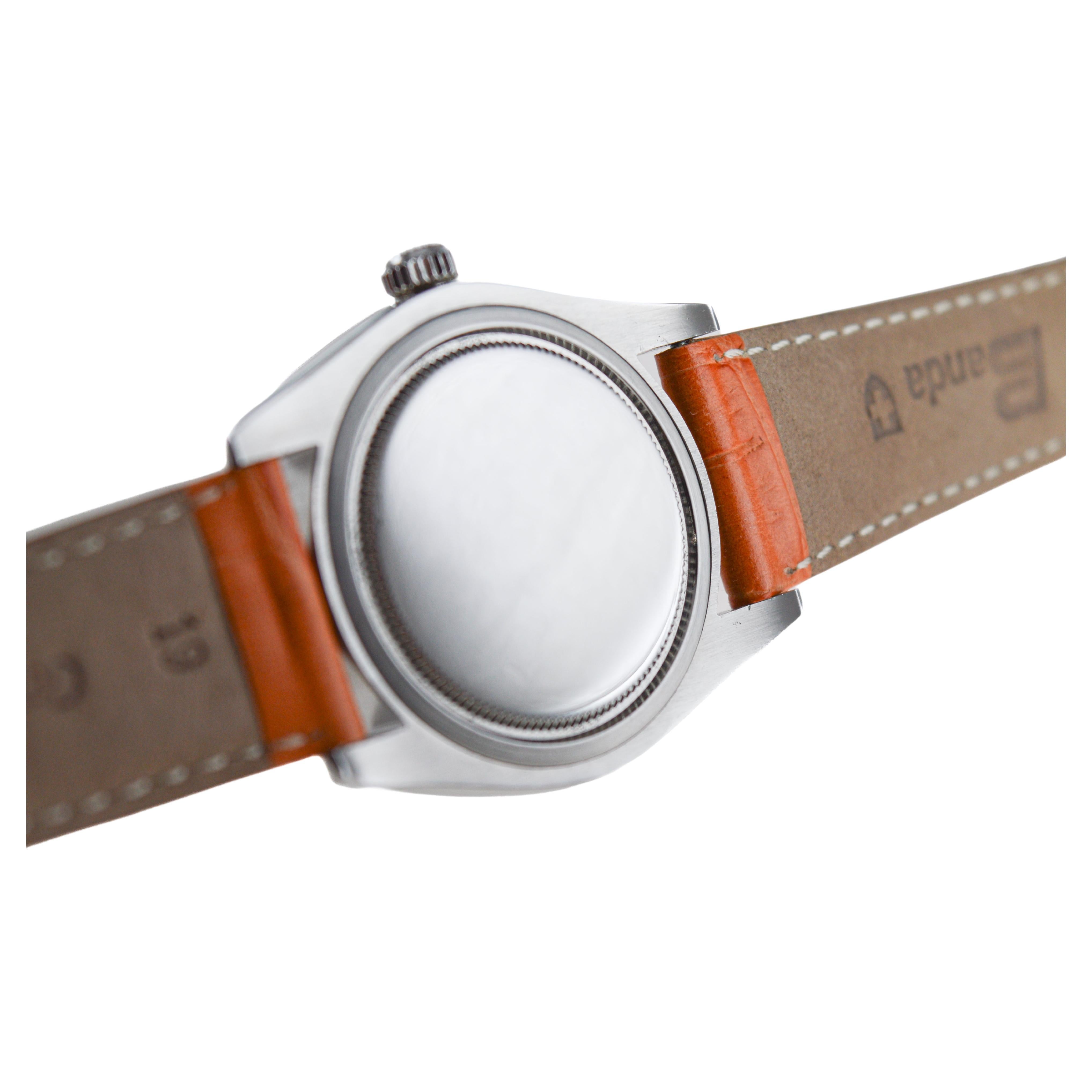 Rolex Steel Oysterdate with Custom Orange Diamond Dial and Bezel circa, 1970's 6