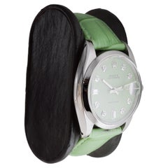 Rolex Steel Oysterdate with Custom Pistachio Green Dial and Diamond Markers