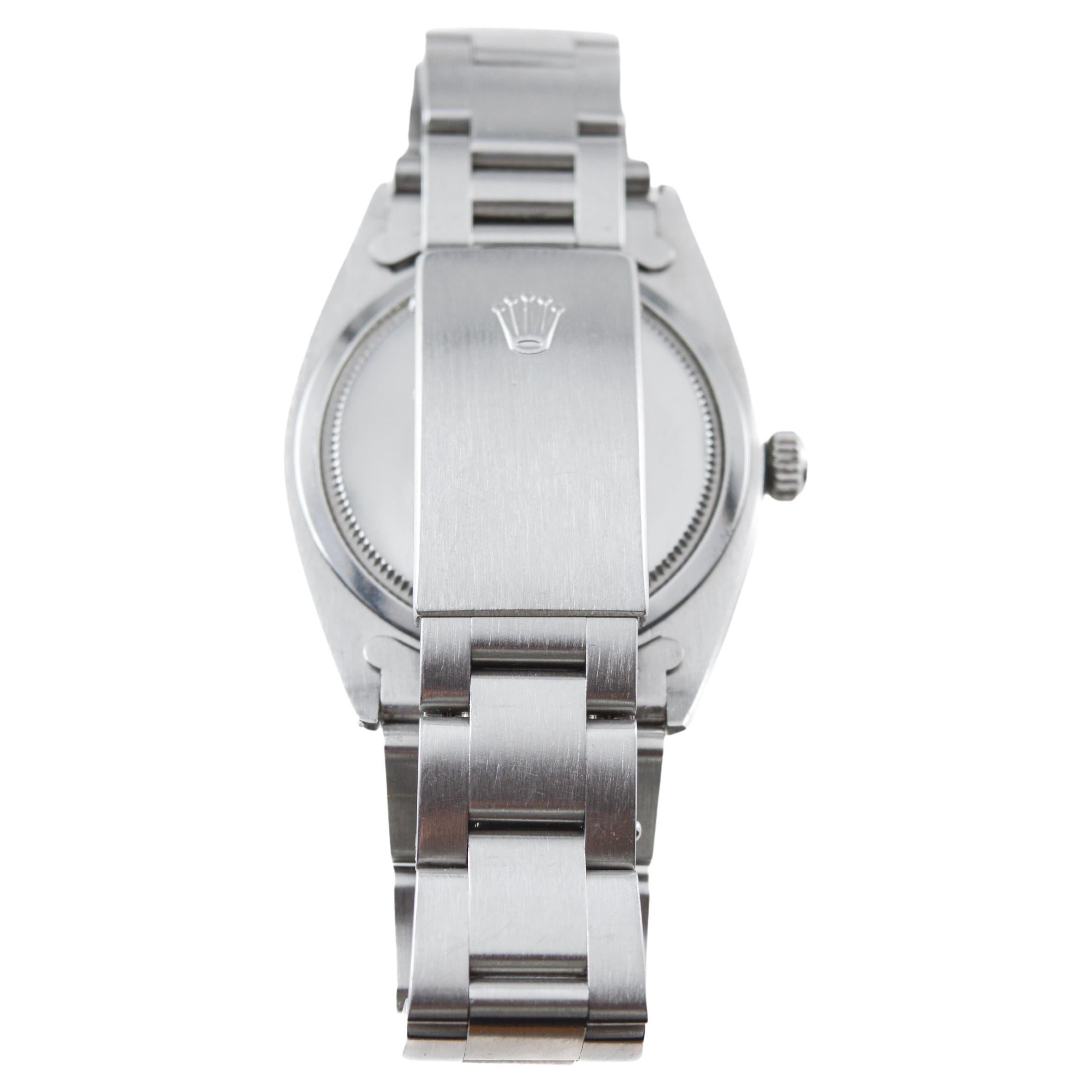 Rolex Steel Oysterdate with Factory Original Champagne Dial circa, 1960's For Sale 7