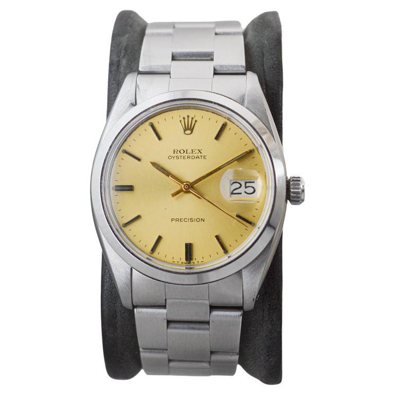 Rolex Steel Oysterdate with Factory Original Champagne Dial circa, 1960's For Sale 1