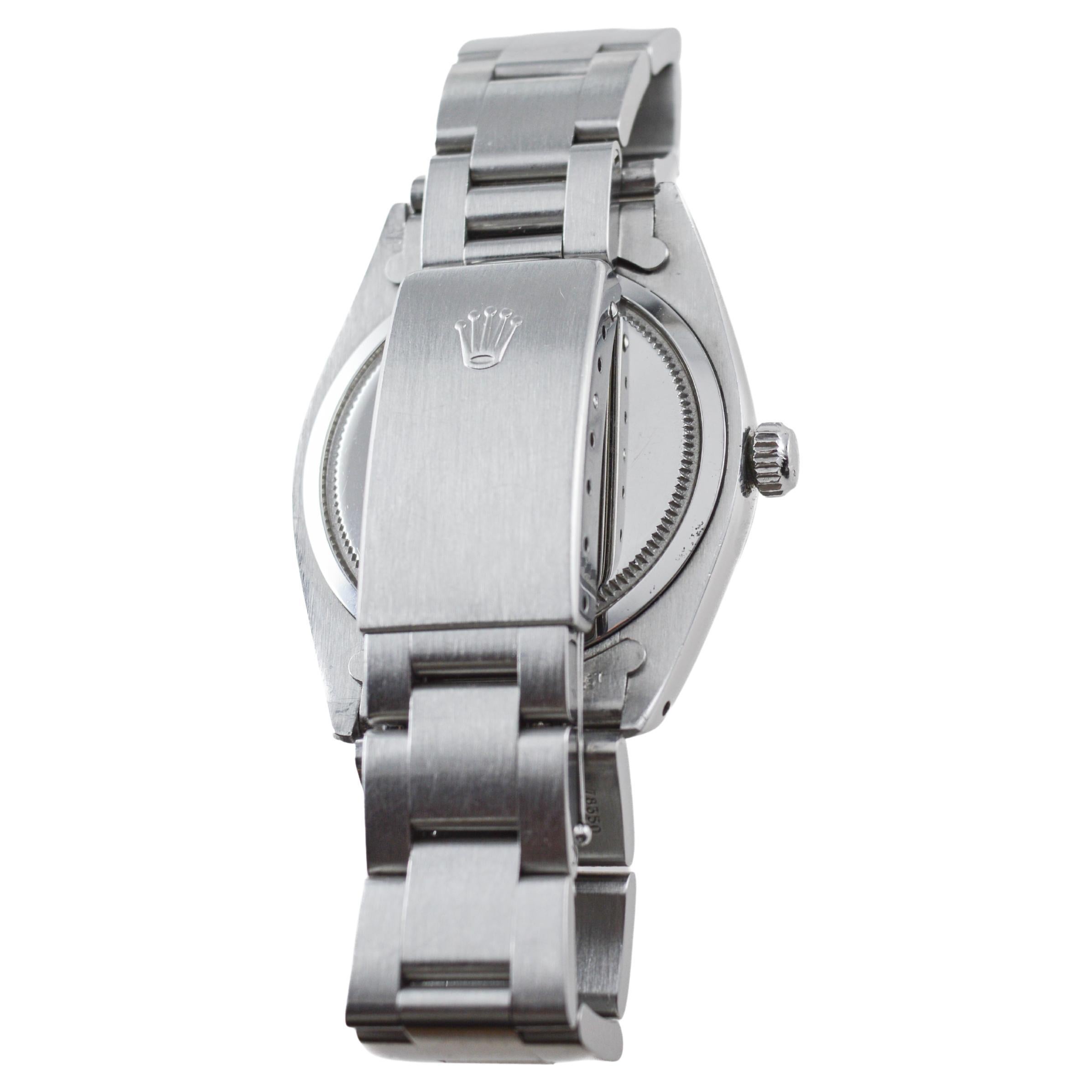 Rolex Steel Oysterdate with Factory Original Champagne Dial circa, 1960's For Sale 8