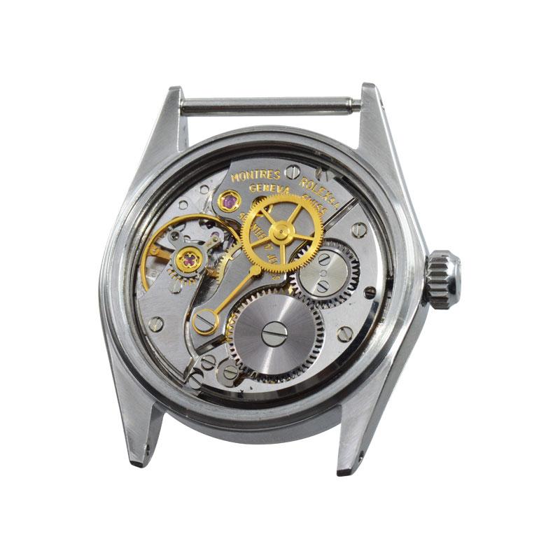 Rolex Steel Oysterdate with Factory Original Champagne Dial circa, 1960's For Sale 10