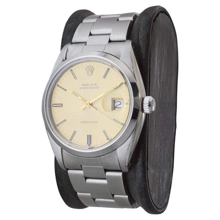 Rolex Oysterdate de acero con esfera de champán original de fábrica circa, años 60 en venta 3