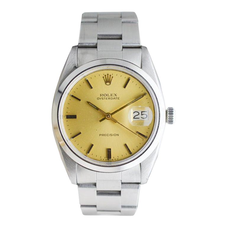 Rolex Oysterdate de acero con esfera de champán original de fábrica circa, años 60