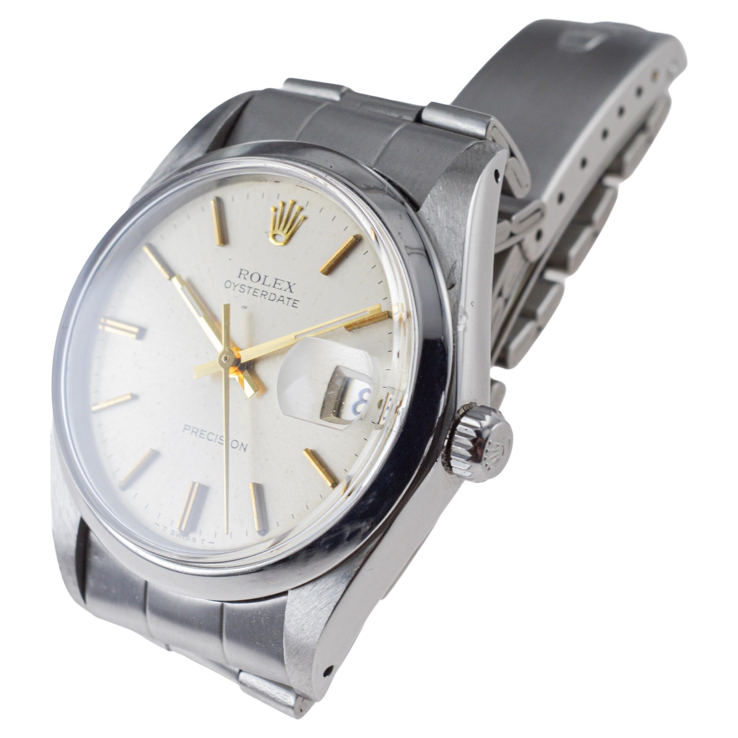 Rolex Steel Oysterdate with Factory Original Champagne Dial circa For Sale 5
