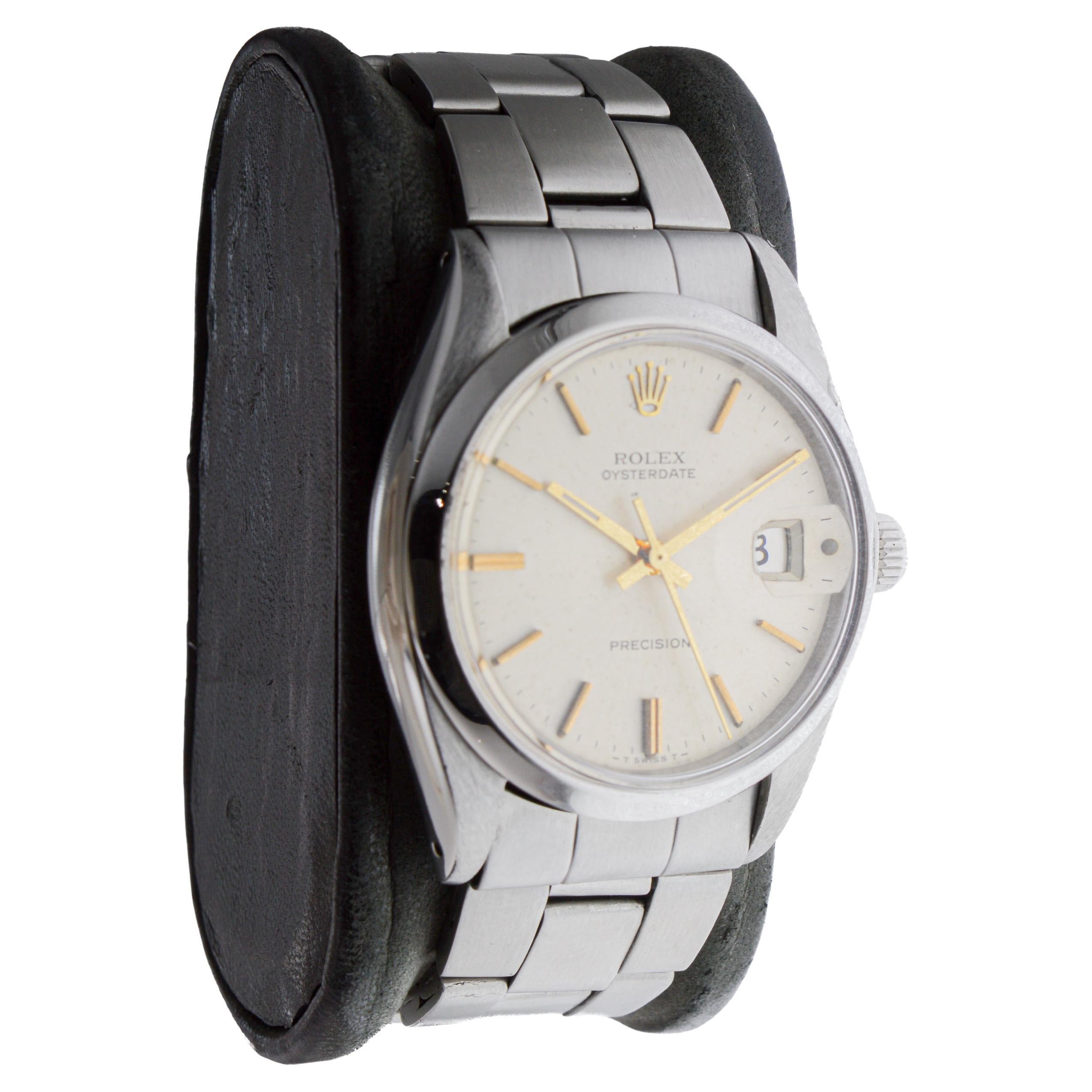 Modern Rolex Steel Oysterdate with Factory Original Champagne Dial circa For Sale