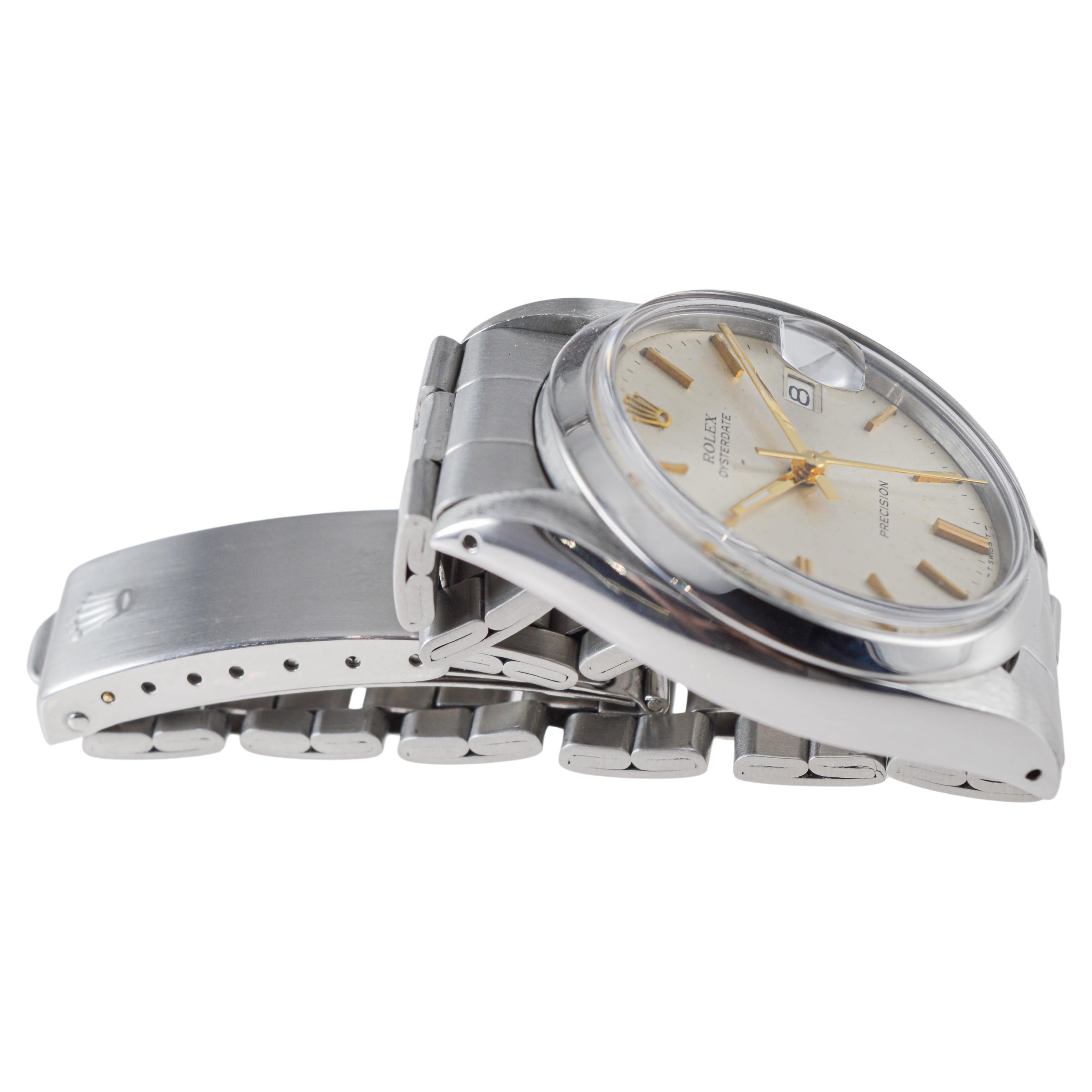 Rolex Steel Oysterdate with Factory Original Champagne Dial circa For Sale 2