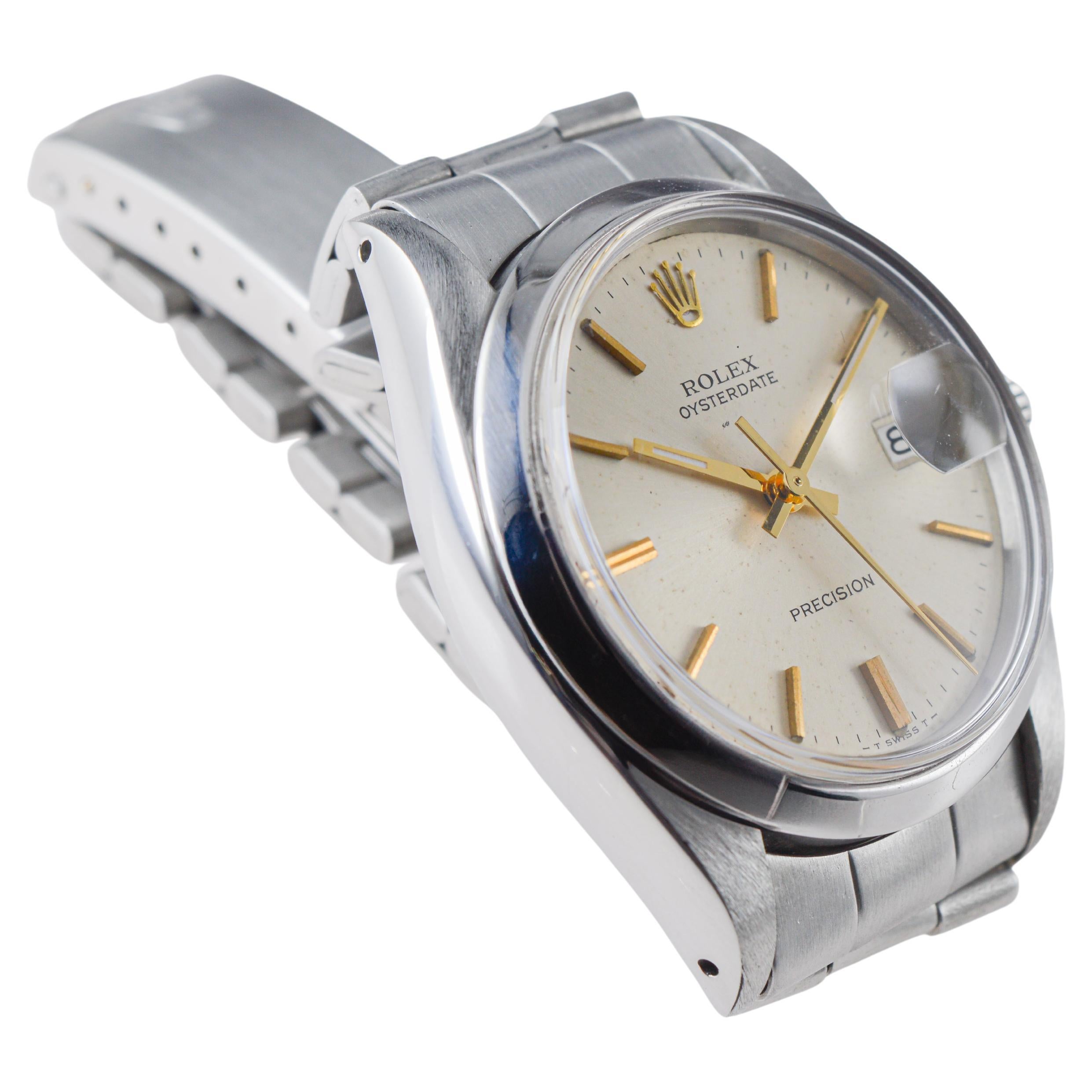 Rolex Steel Oysterdate with Factory Original Champagne Dial circa For Sale 3