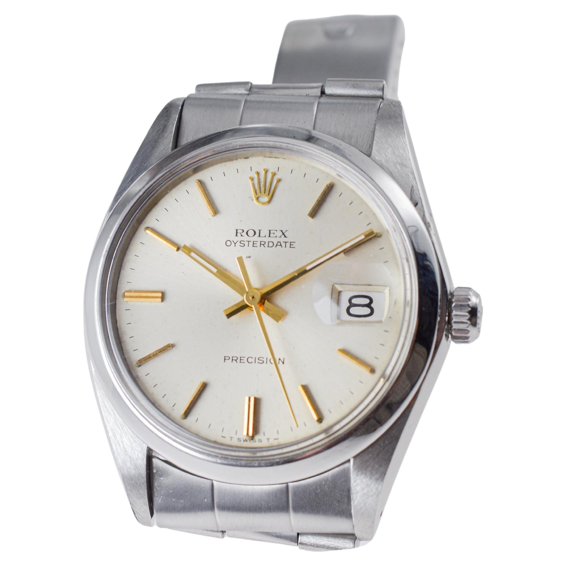 Rolex Steel Oysterdate with Factory Original Champagne Dial circa For Sale 4