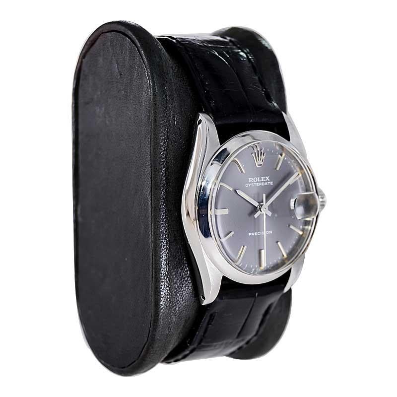 Rolex Oysterdate avec bracelet d'origine et cadran anthracite rare pour femmes des années 1970 en vente 1