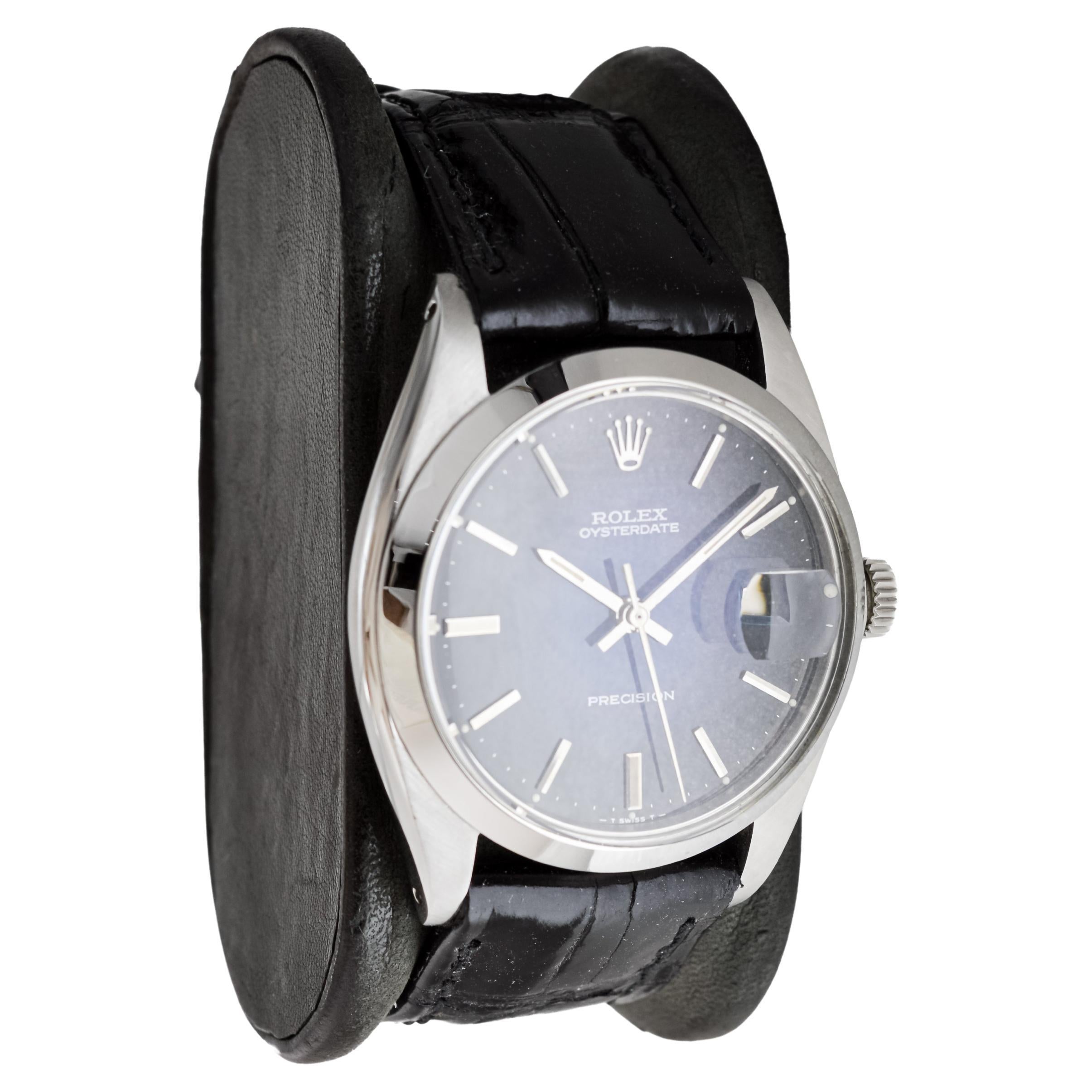 Modern Rolex Steel Oysterdate with Rare Blue 